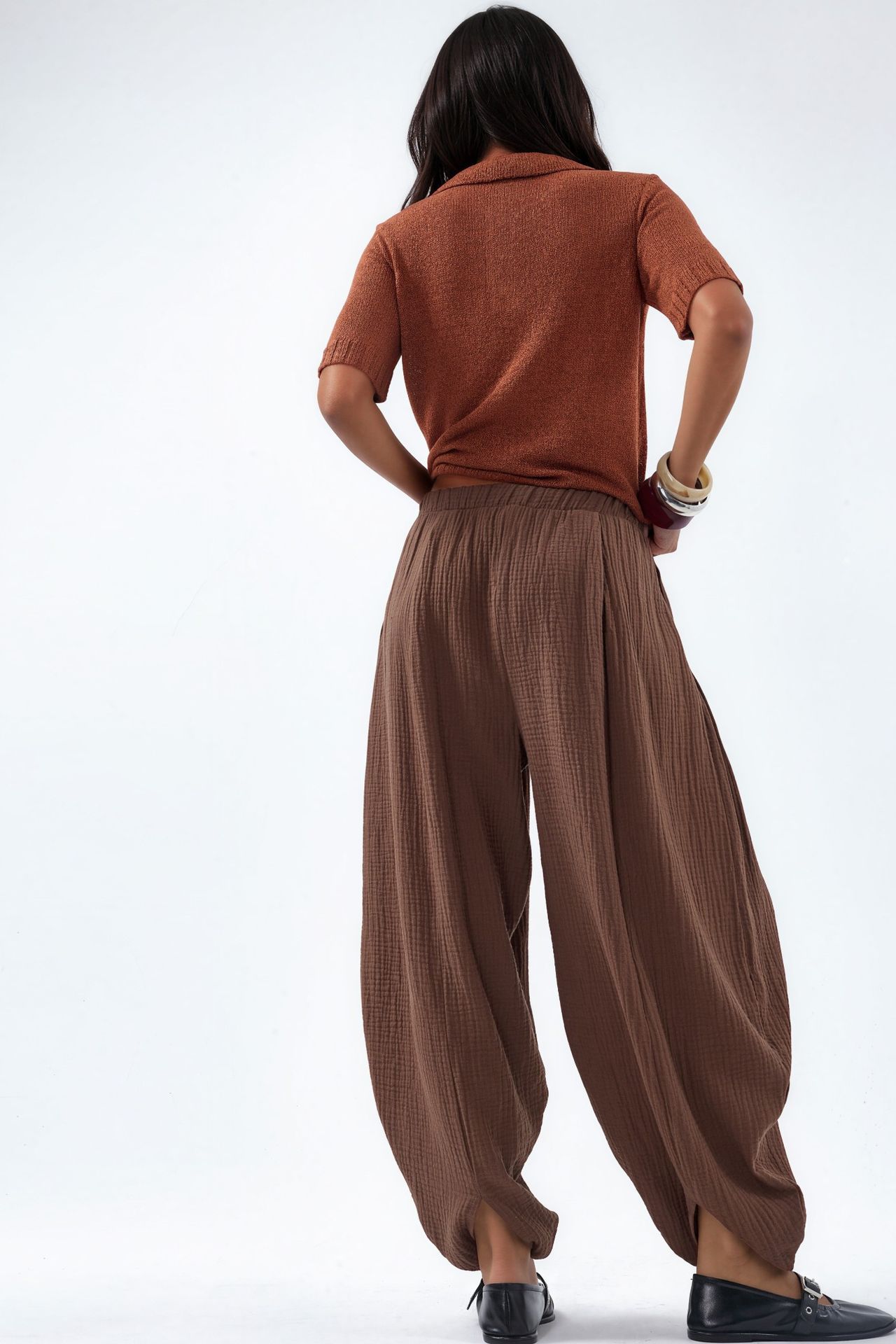 BUSEM Wide Leg Elastic Waist Trousers 2