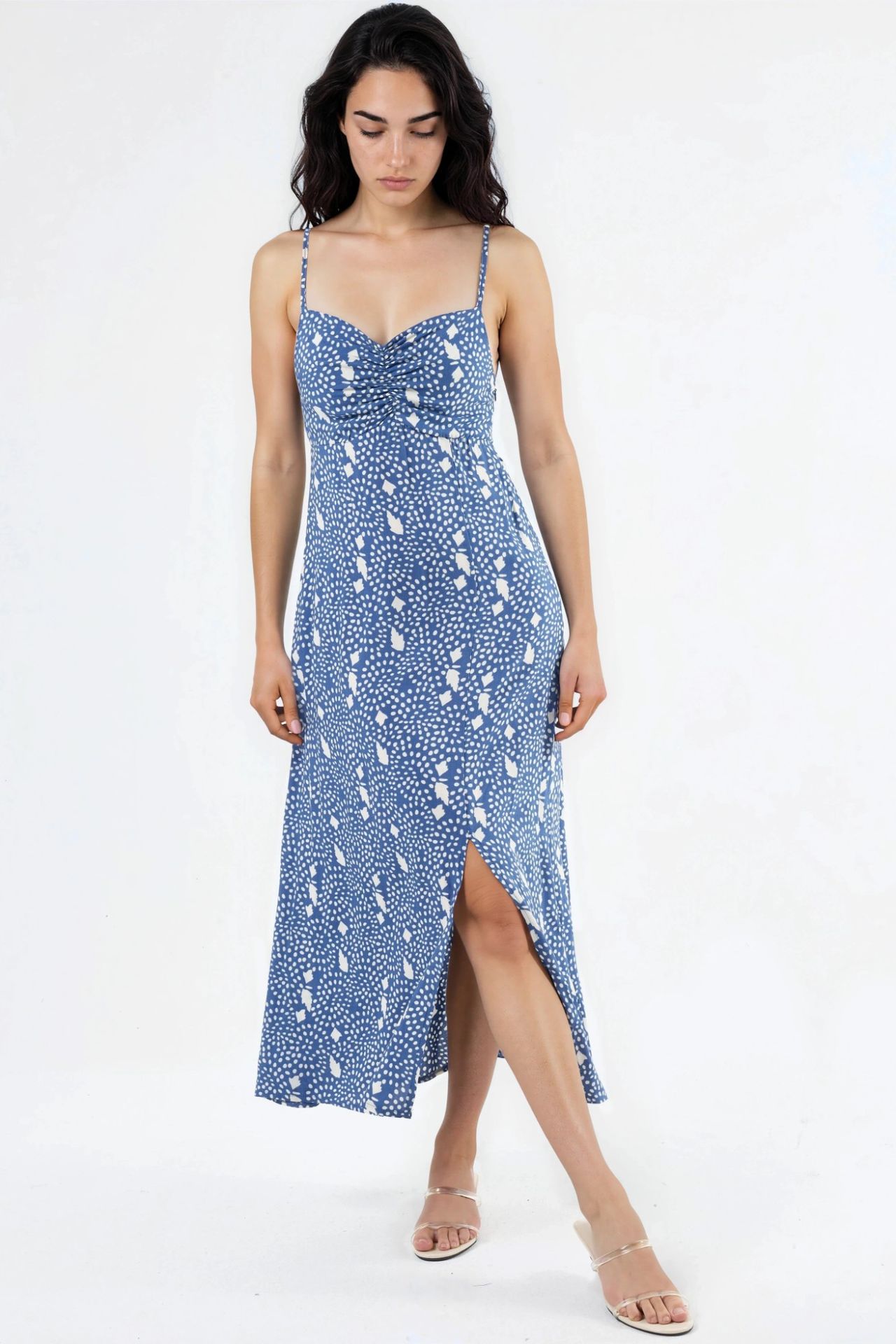 BUSEM Floral Midi Slip Dress with Heart Collar 1
