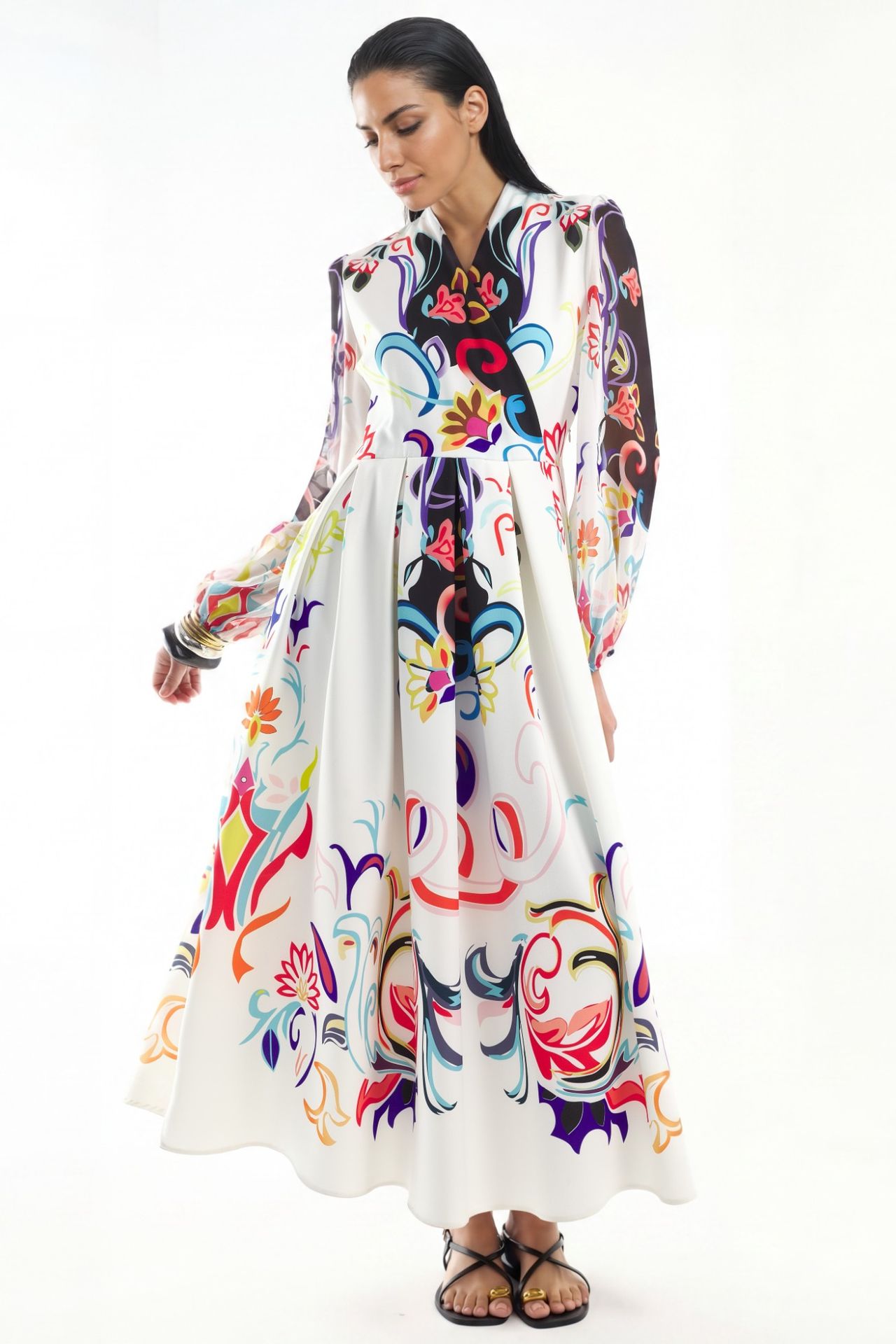 MSN Floral Print Maxi A-Line Dress 1