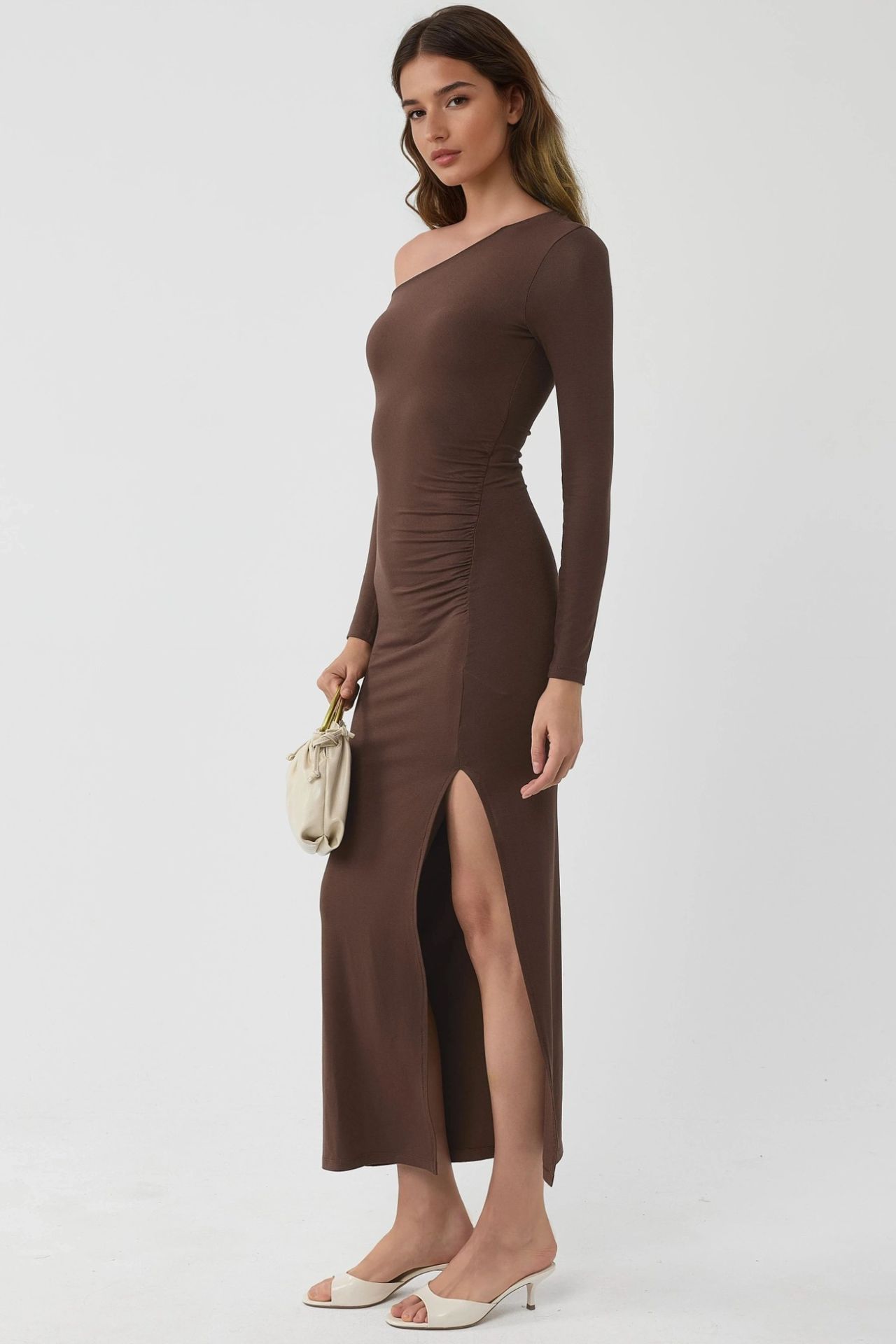 BUSEM Asymmetrical Collar Maxi Dress with Slit 2