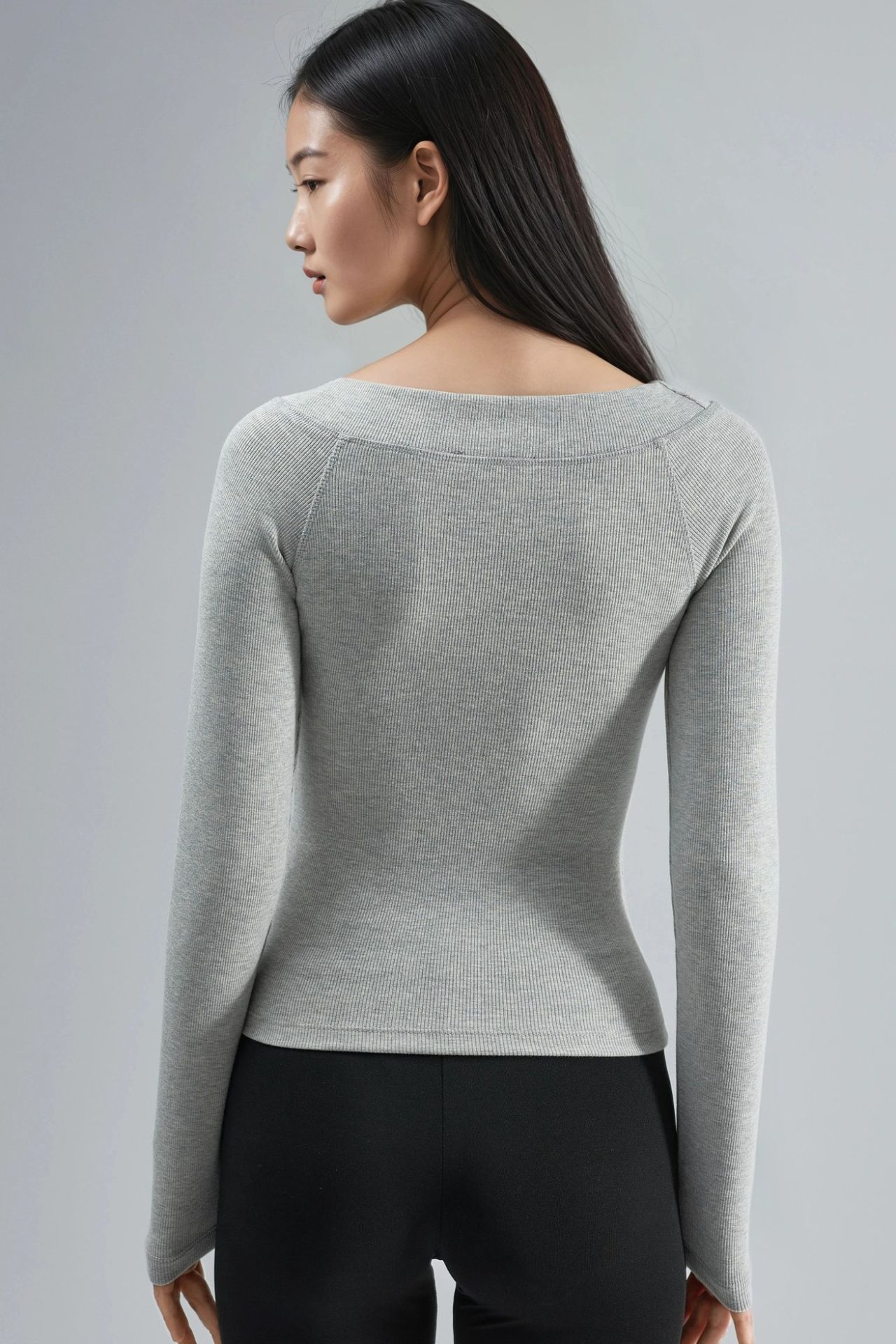 BUSEM Slim Fit Ribbed Boat Neck Blouse 3