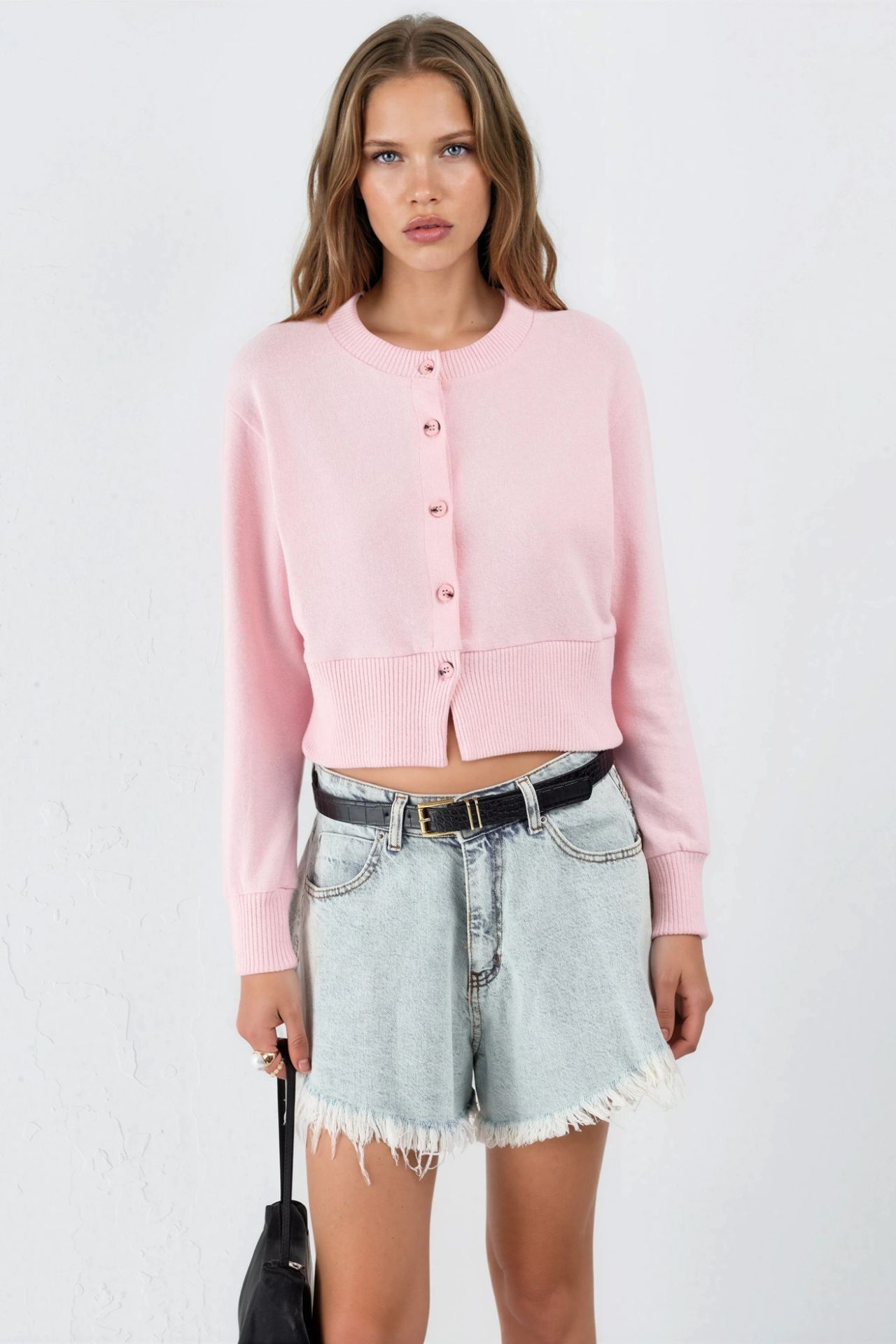 BUSEM Casual Crew Neck Buttoned Crop Jacket 7