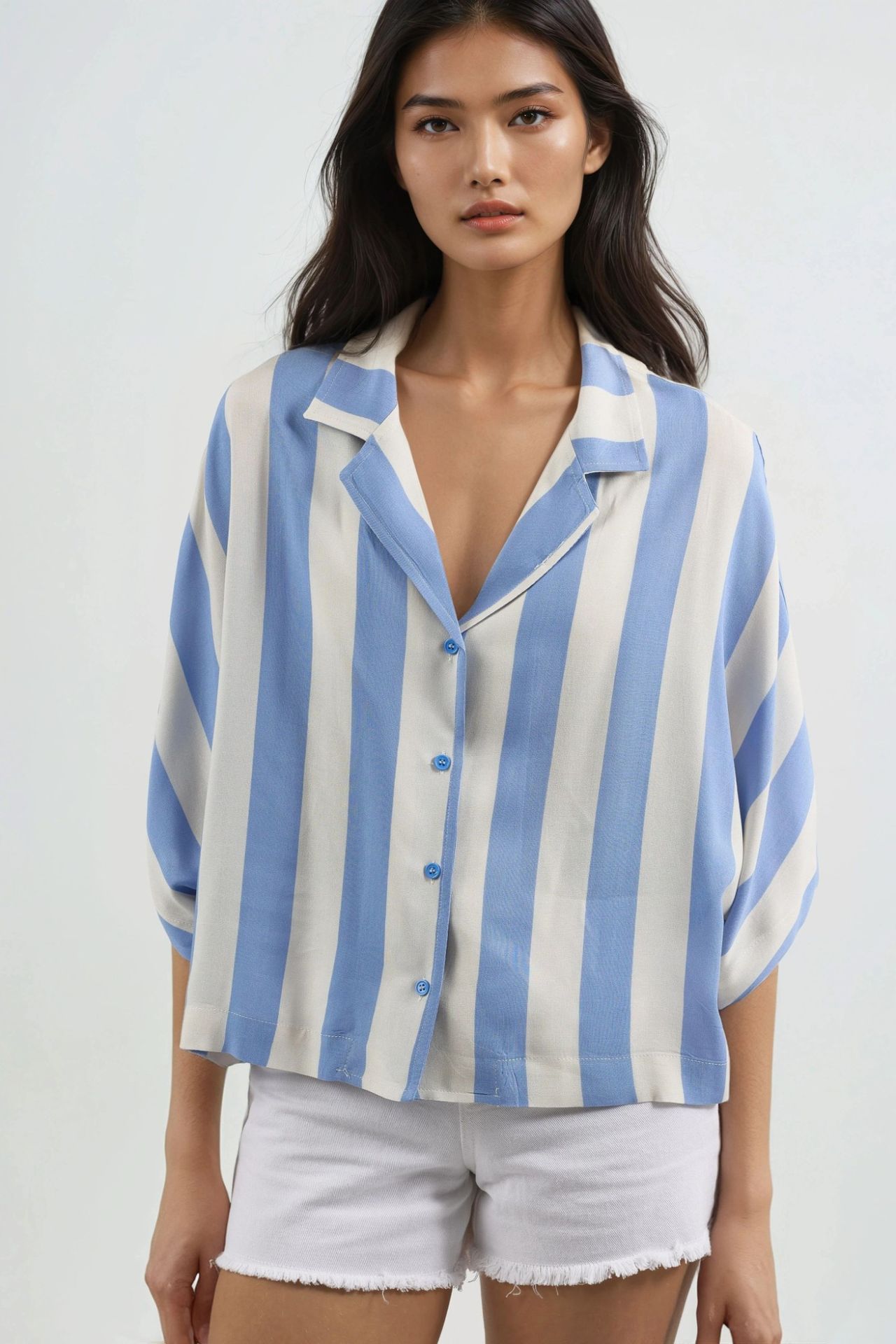 BUSEM Relaxed Fit Striped Button-Up Shirt 6