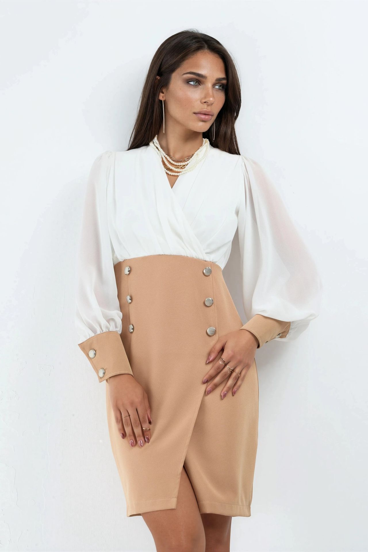 MSN V-neck Color Blocked Mini Dress 1