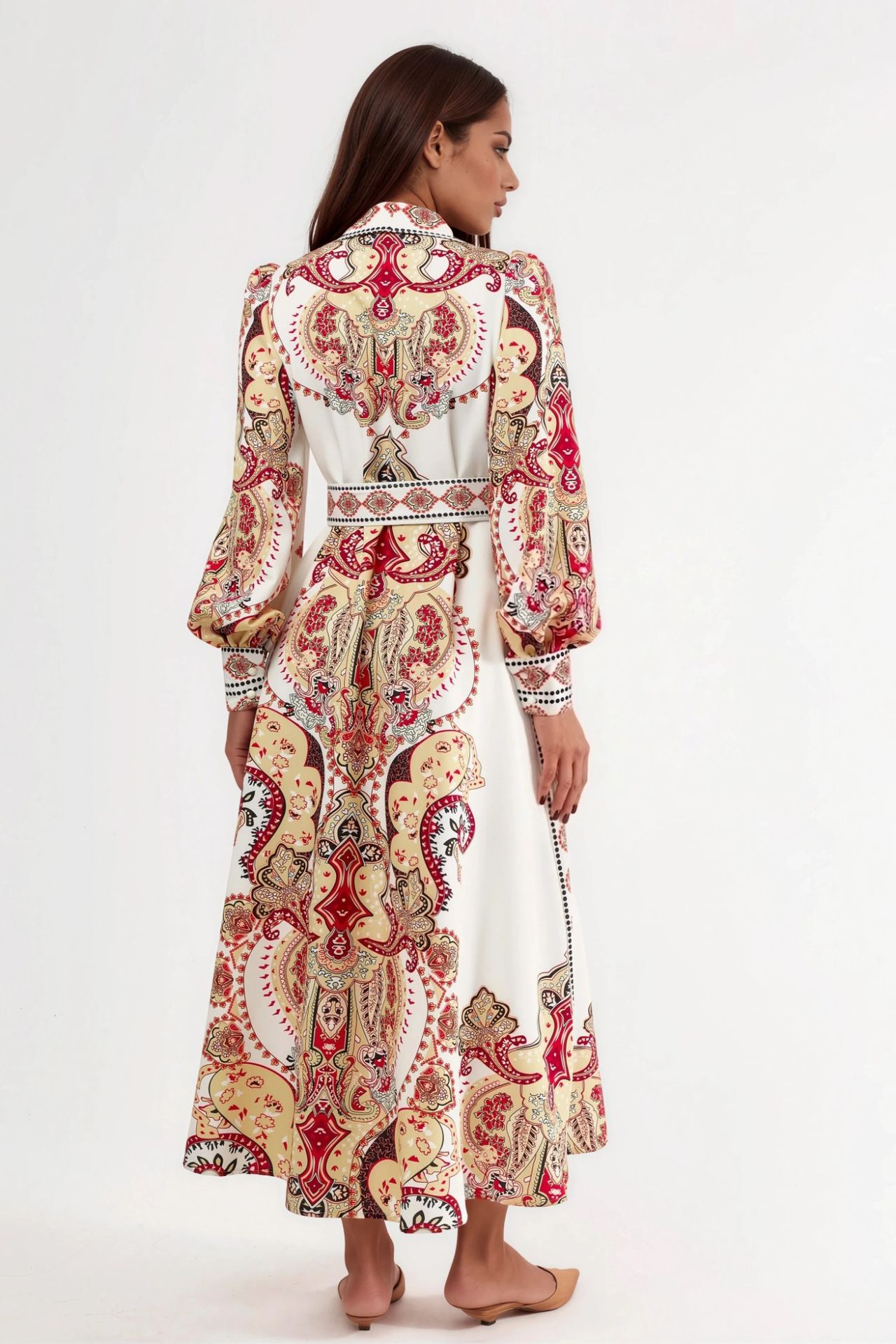 MSN Patterned Maxi Dress with Belt 3