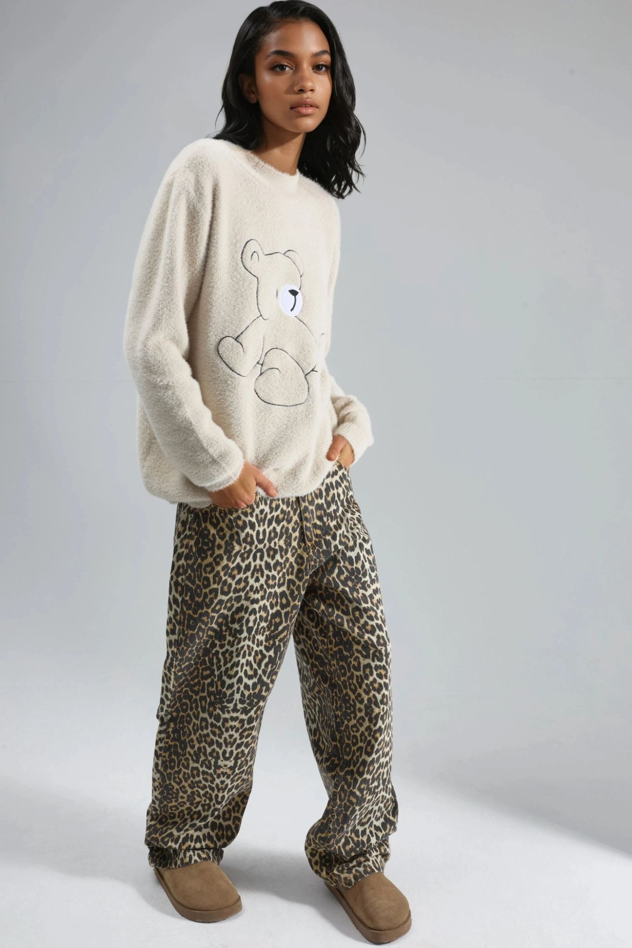 MY FASHION Oversize Teddy Bear Plush Sweater 5