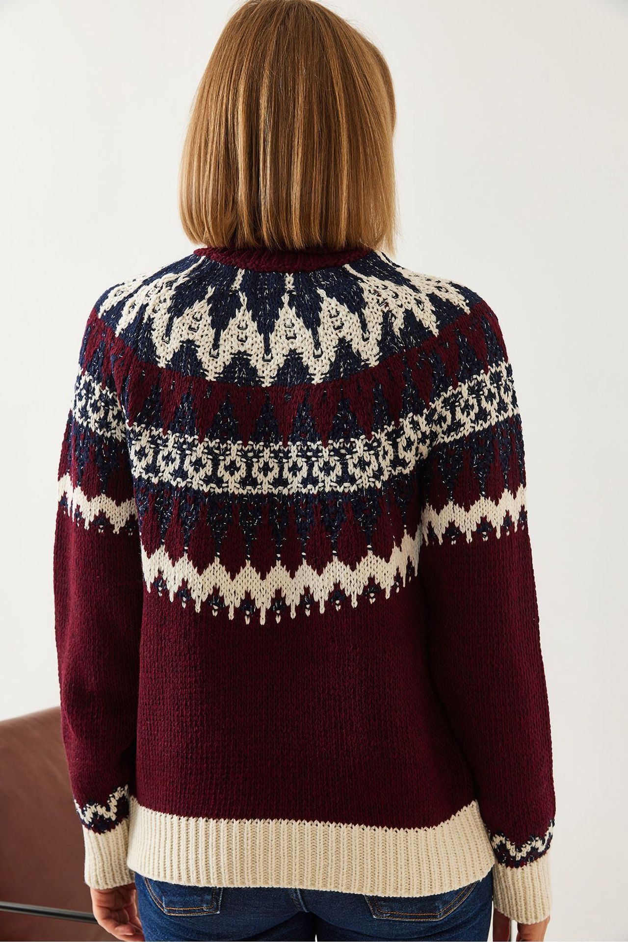 LUCCI Turtleneck Jacquard Knit Sweater