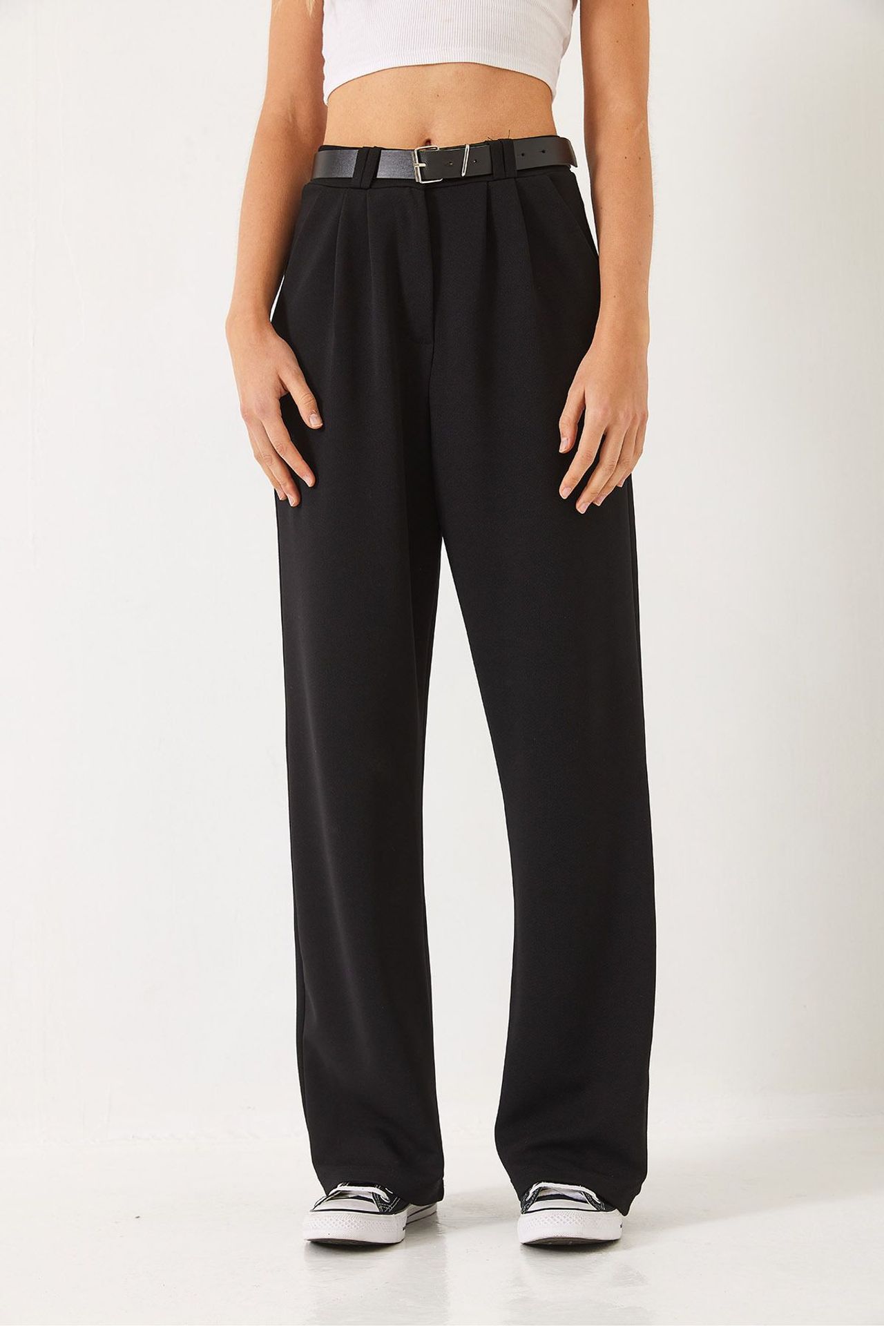 LUCCI Belted Wide Leg Knit Pants 4