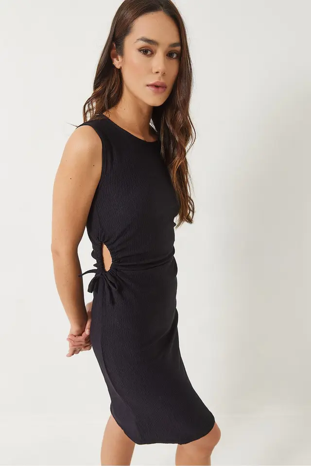 LUCCI Cut Out Mini Dress with Tie Closure