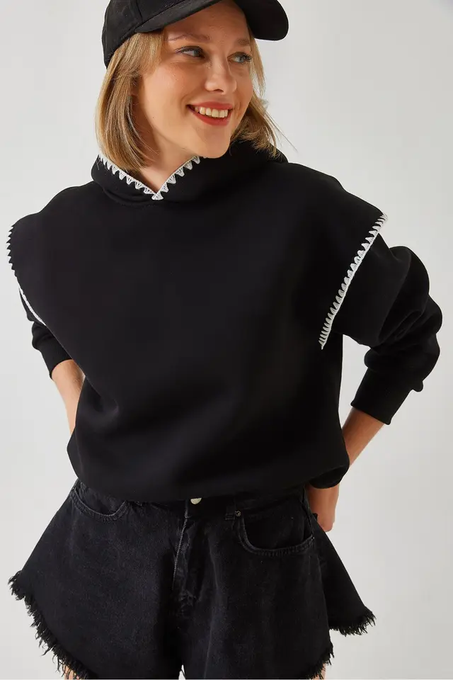 LUCCI Hooded Lace Detail Relaxed Fit Hoodie