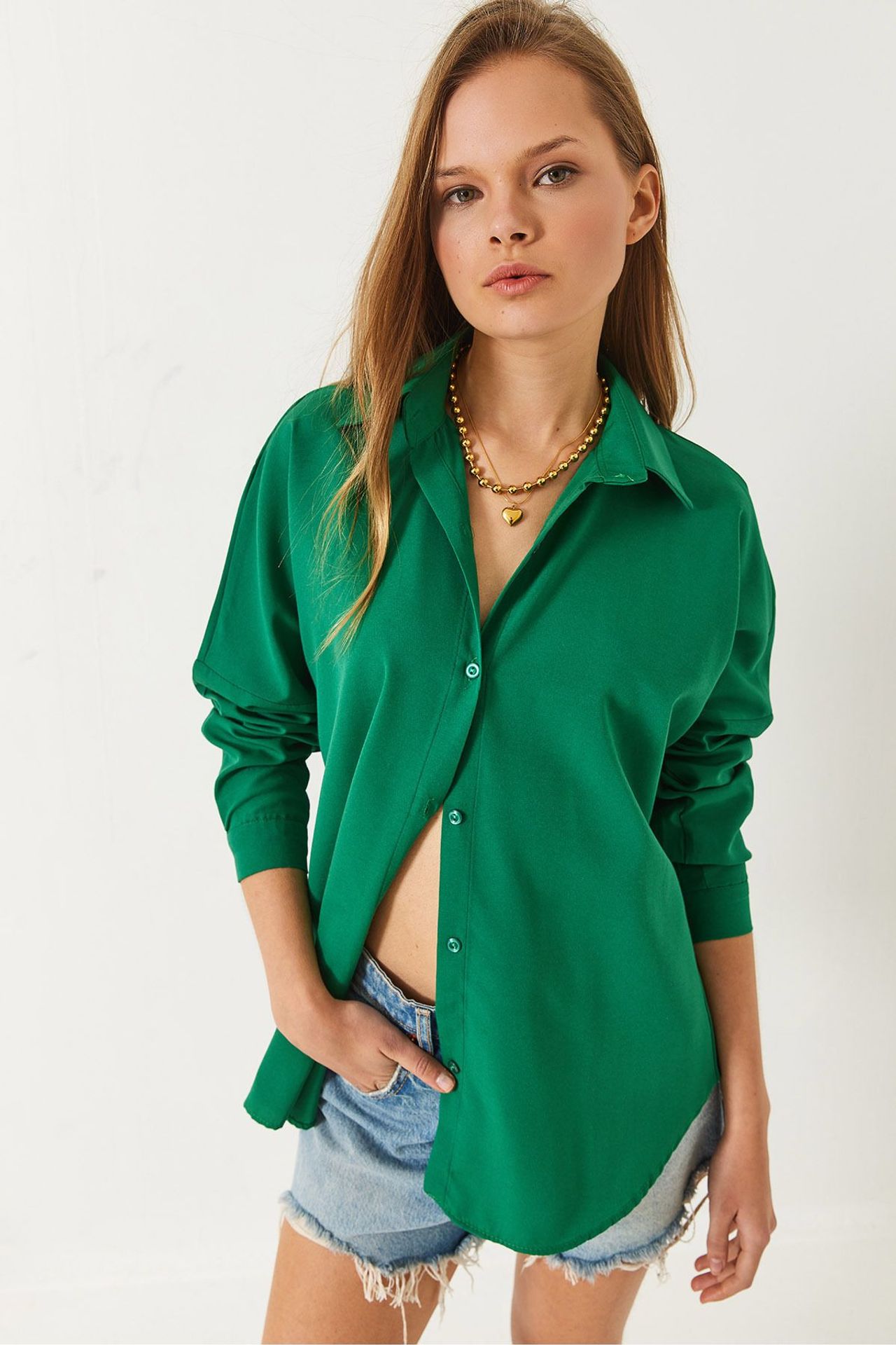 LUCCI Button-Up Poplin Shirt with Shirt Collar 2