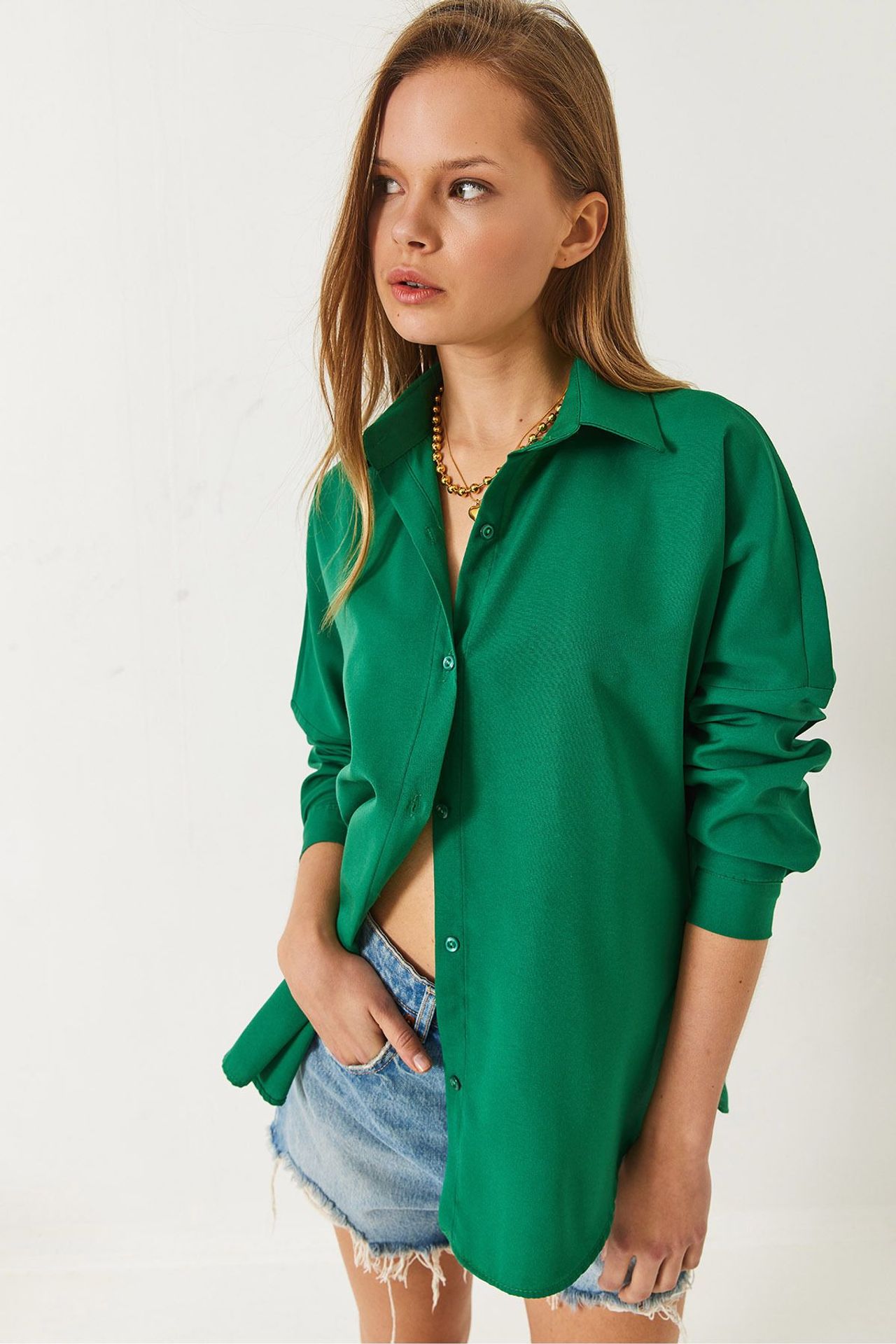 LUCCI Button-Up Poplin Shirt with Shirt Collar 3