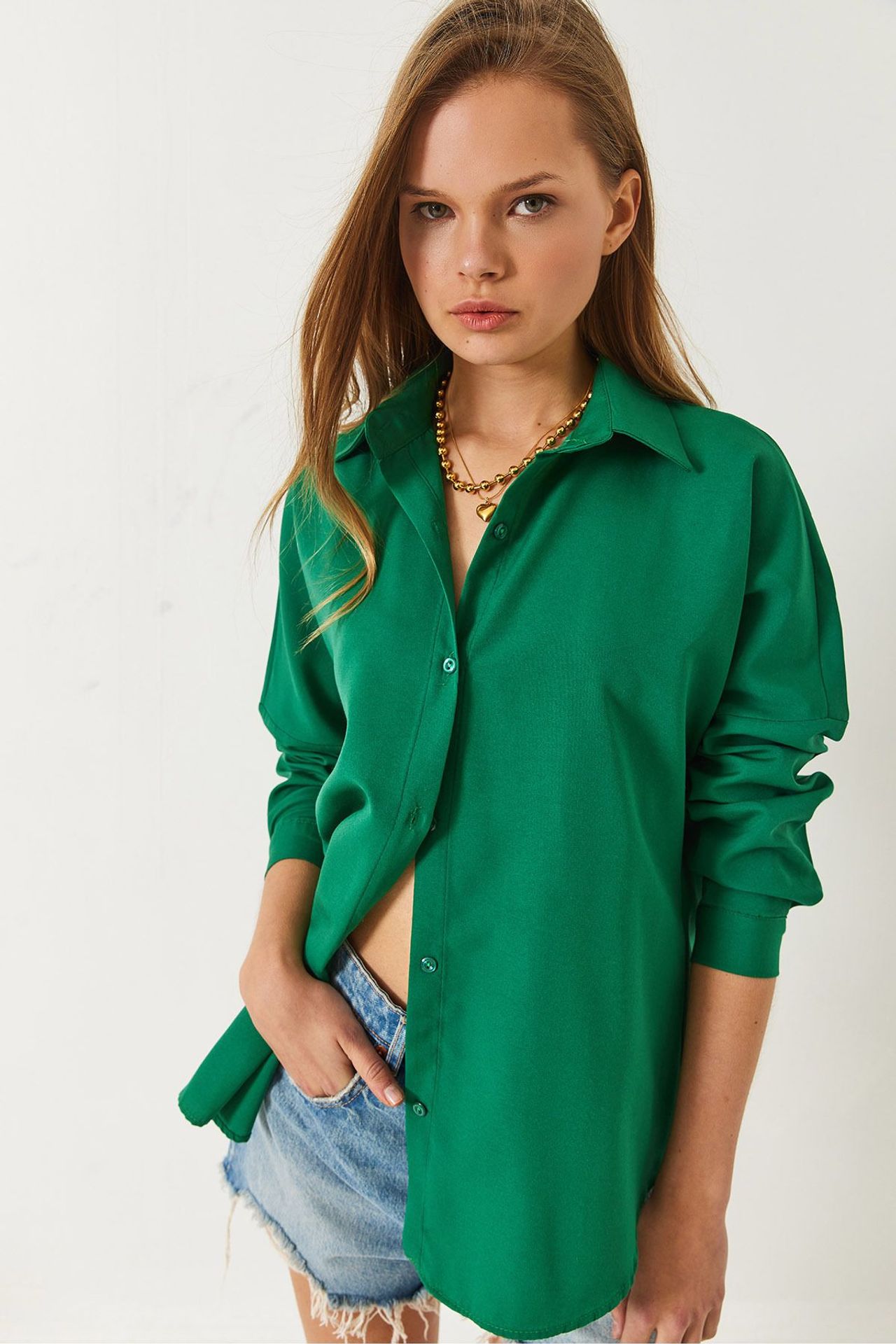 LUCCI Button-Up Poplin Shirt with Shirt Collar 4