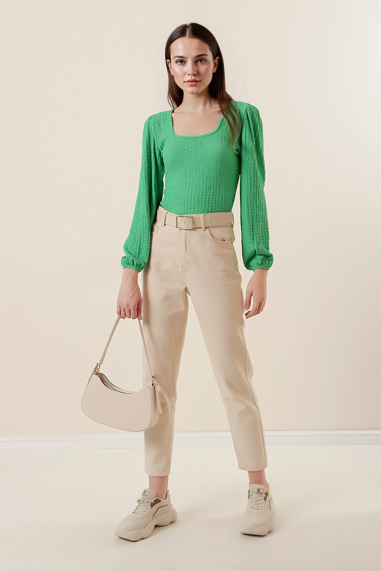 BDART Textured Square Collar Long Sleeve Blouse 2