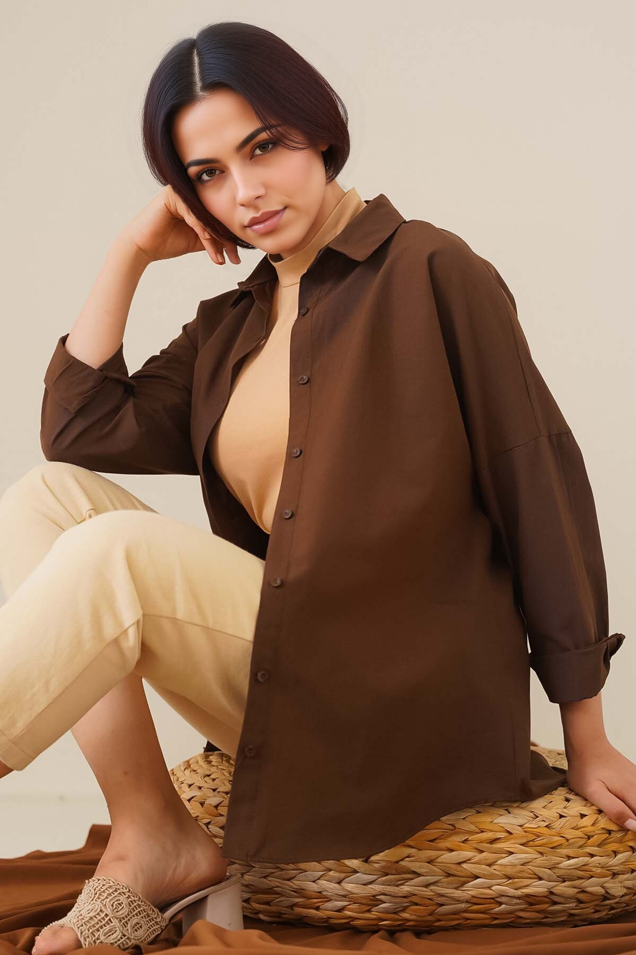 BDART Relaxed Fit Poplin Shirt with Button Closure 1