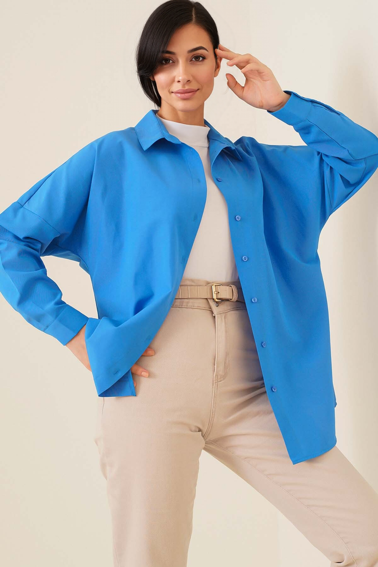BDART Relaxed Fit Poplin Shirt with Button Closure 1