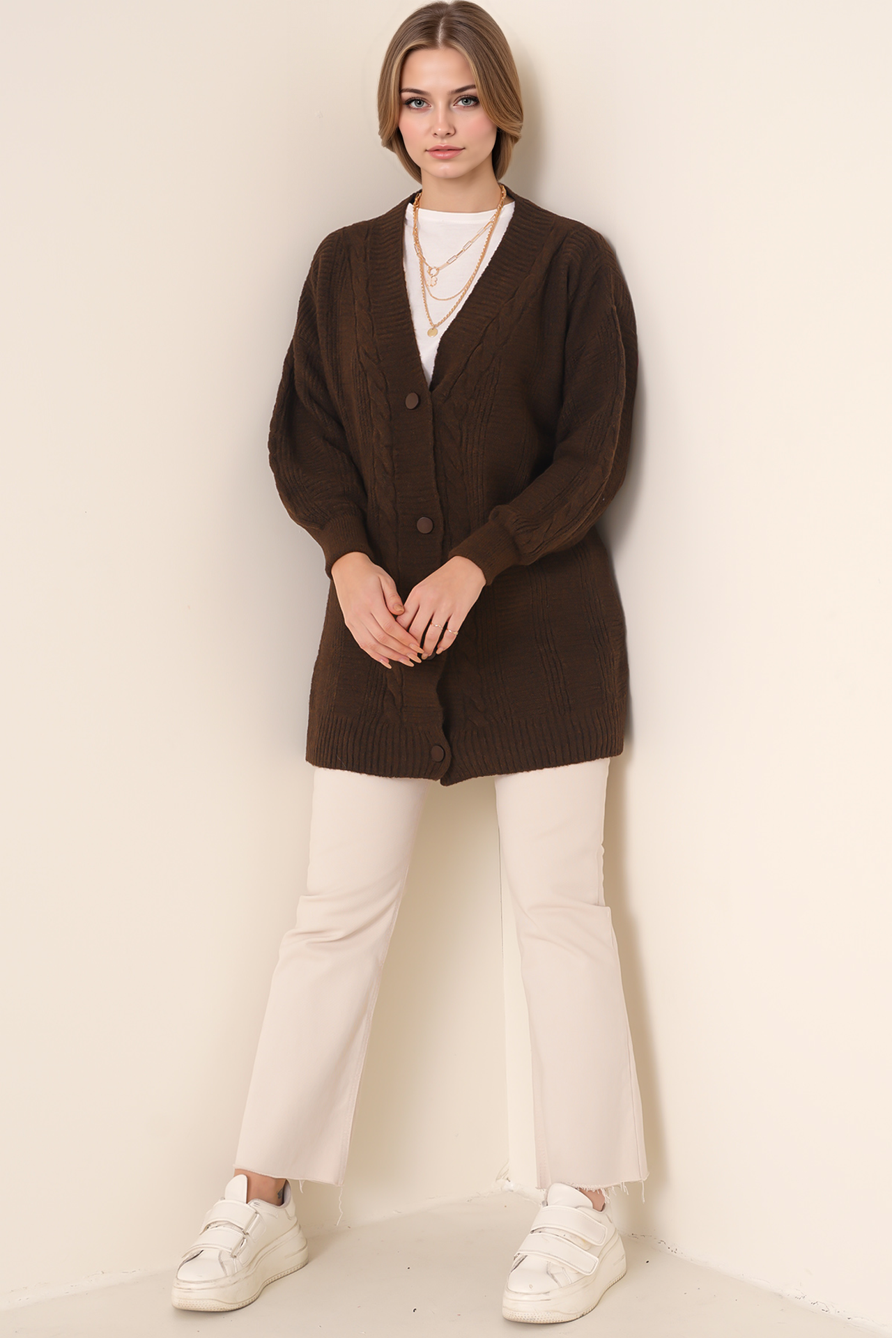 BDART Buttoned V-Neck Jacquard Cardigan 2