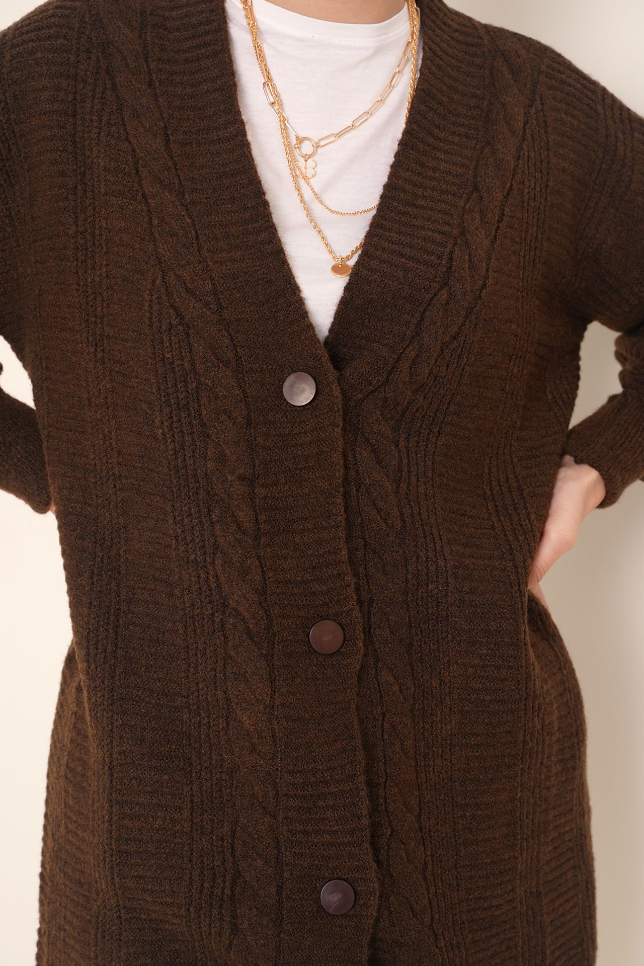 BDART Buttoned V-Neck Jacquard Cardigan 3
