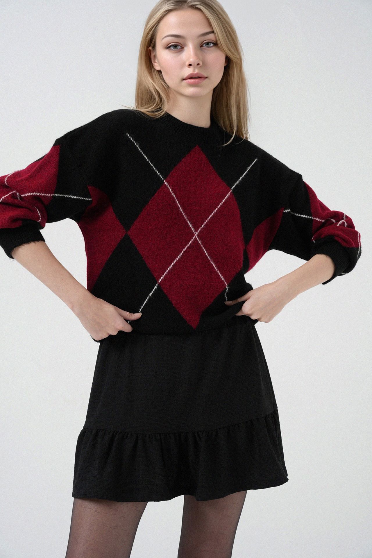 BDART Textured Mini Knit Skirt with Ruffle Detail 2