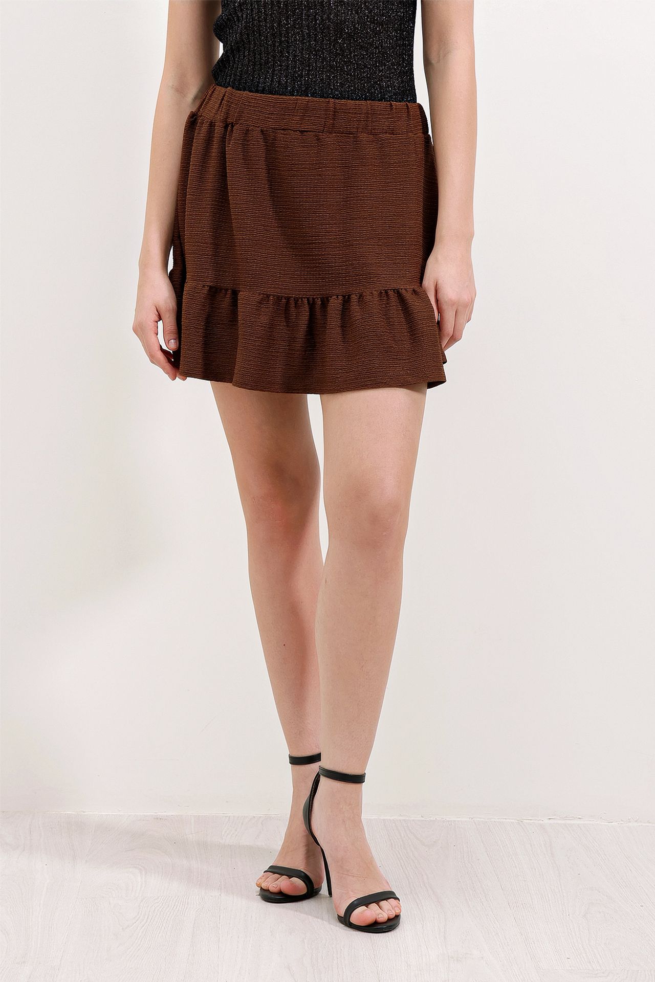BDART Textured Mini Knit Skirt with Ruffle Detail 1