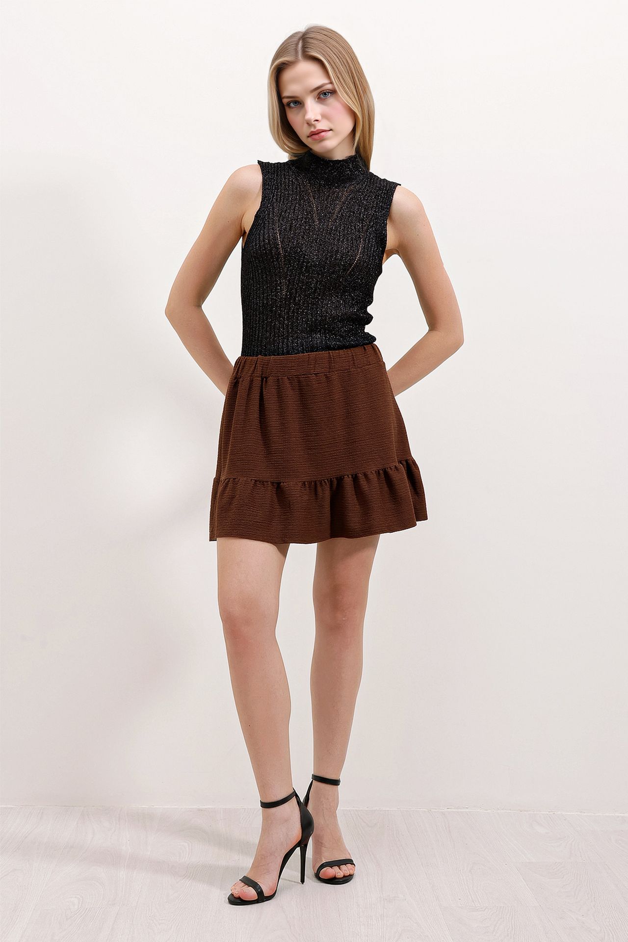 BDART Textured Mini Knit Skirt with Ruffle Detail 3