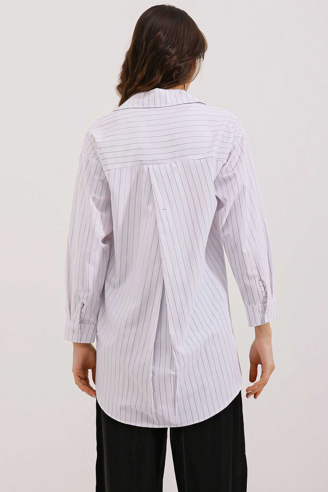 BDART Oversized Striped Poplin Shirt with Pocket 4