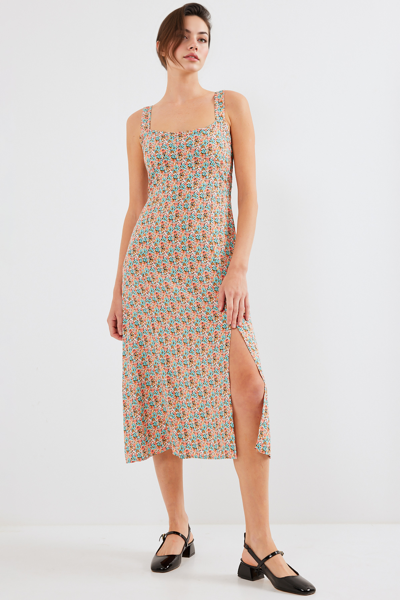 BDART Fitted Midi Dress with Square Collar and Slit 3