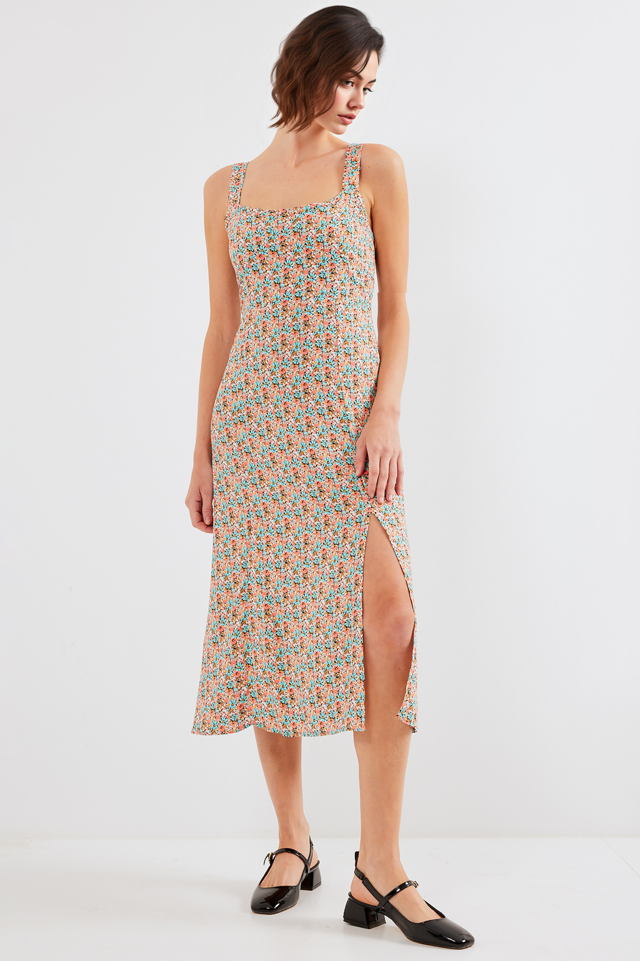 BDART Fitted Midi Dress with Square Collar and Slit 4