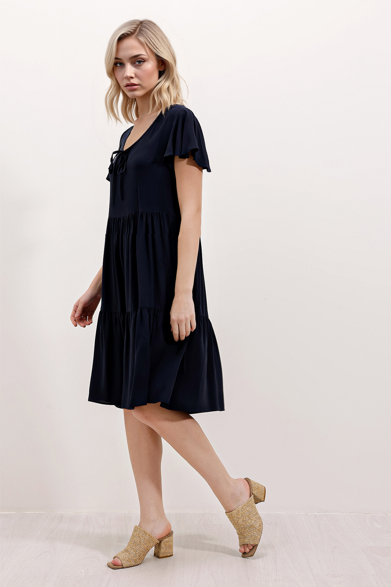 BDART V-Neck Frilly Mini Dress with Bow 2