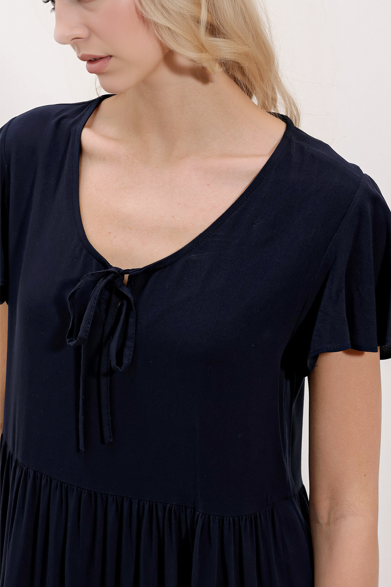 BDART V-Neck Frilly Mini Dress with Bow 3