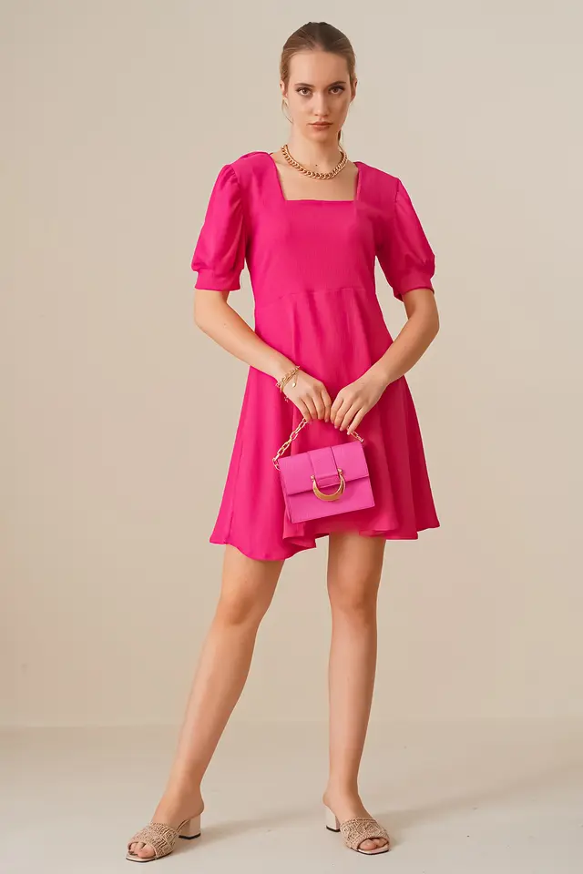 BDART Textured Square Collar Mini Knit Dress