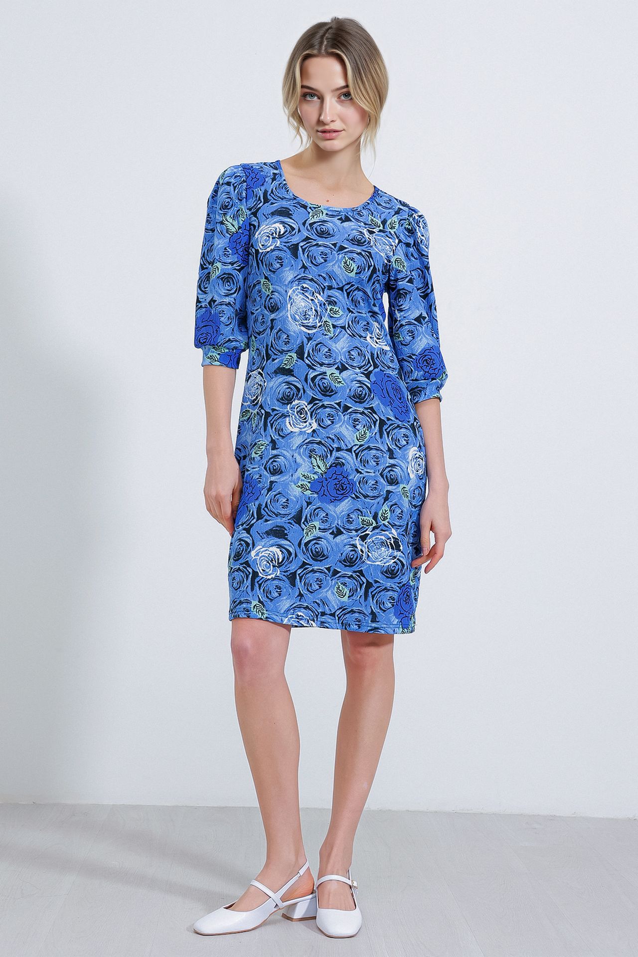 BDART Embroidered Floral Midi Dress with Three Quarter Sleeves 3