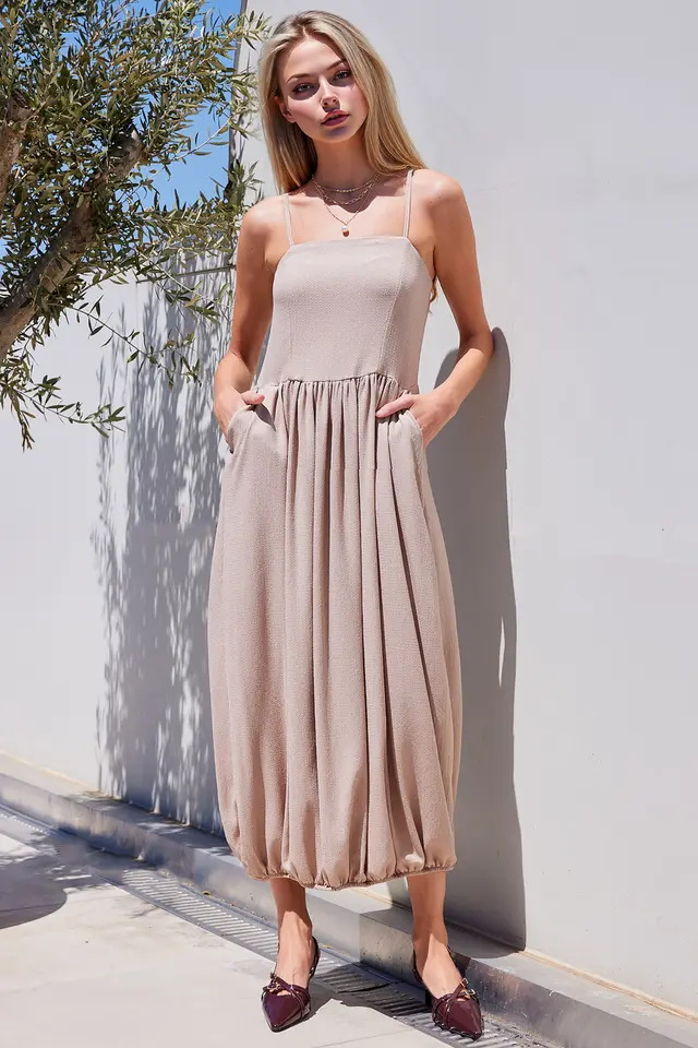 BDART Textured Maxi Knit Dress with Square Collar