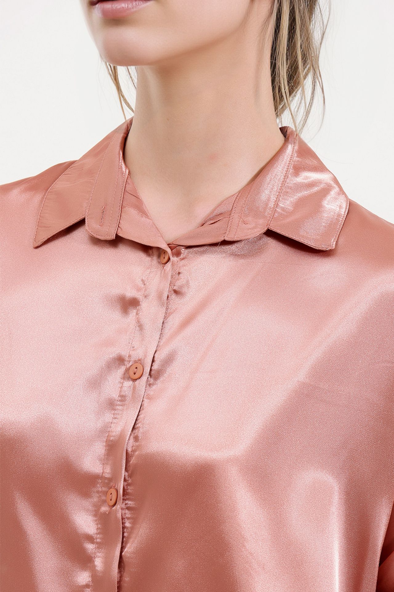 Oversized Satin Button-Front Shirt 3