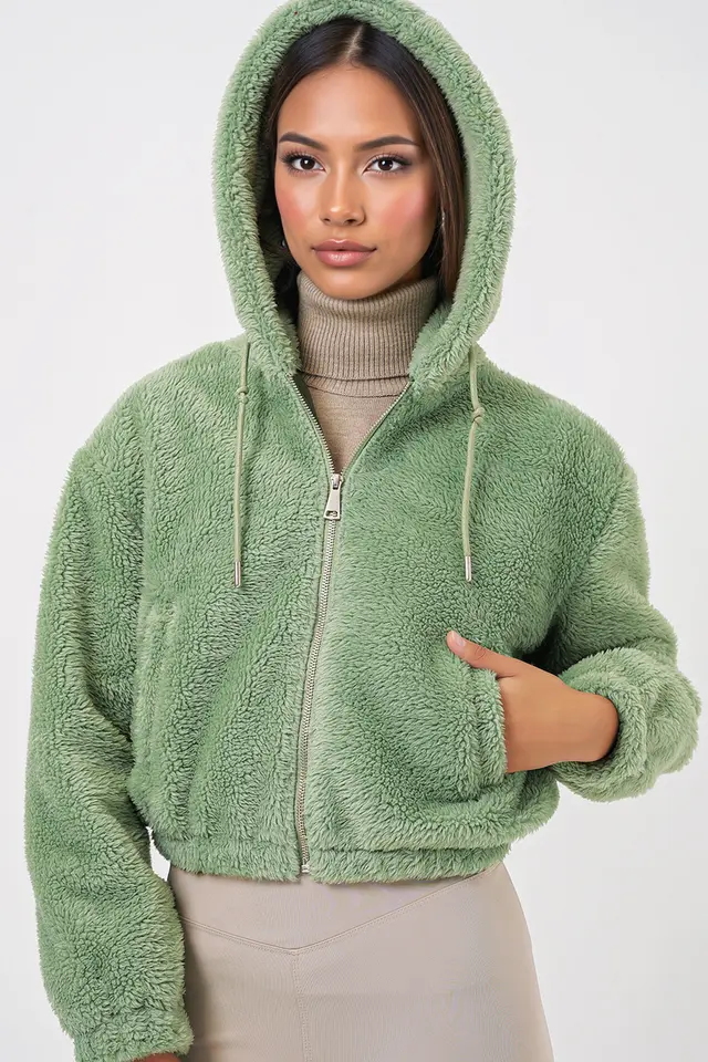 BDART Crop Plush Zip-Front Hoodie