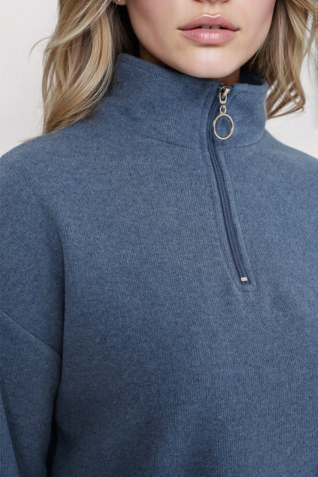 BDART Relaxed Fit Crop Sweater with Zipper Collar 4