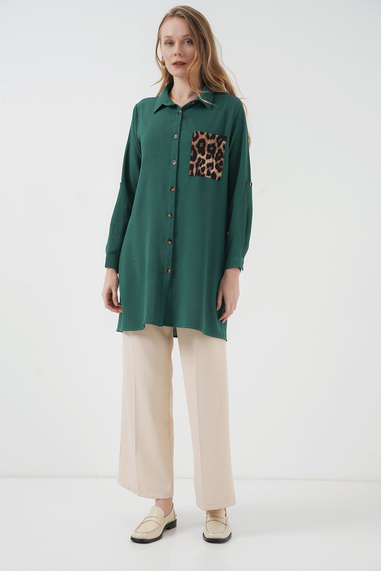 BDART Long Sleeve Leopard Print Button-Up Shirt with Pocket 2