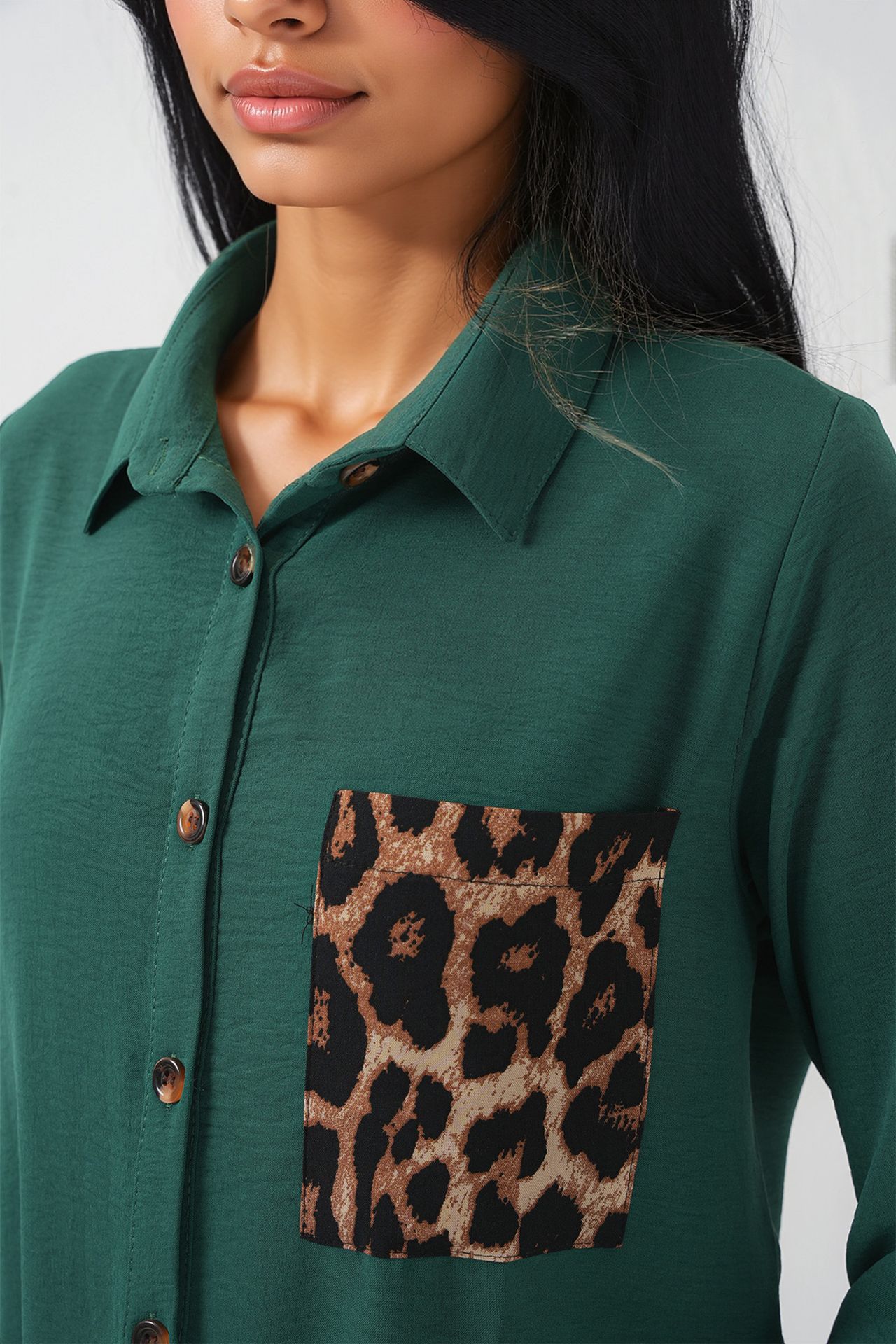 BDART Long Sleeve Leopard Print Button-Up Shirt with Pocket 4