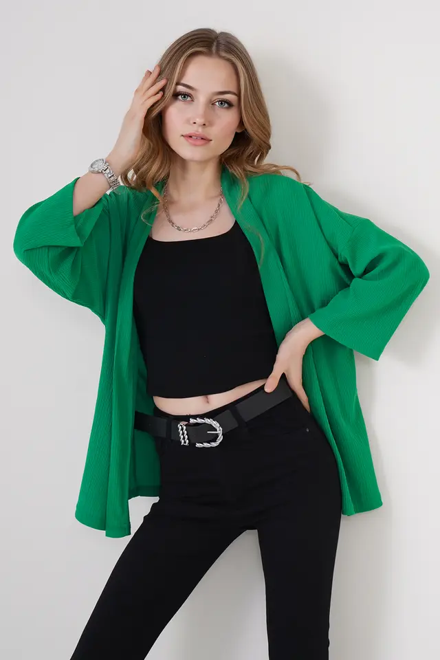 BDART Textured Loose Fit Shawl Collar Kimono
