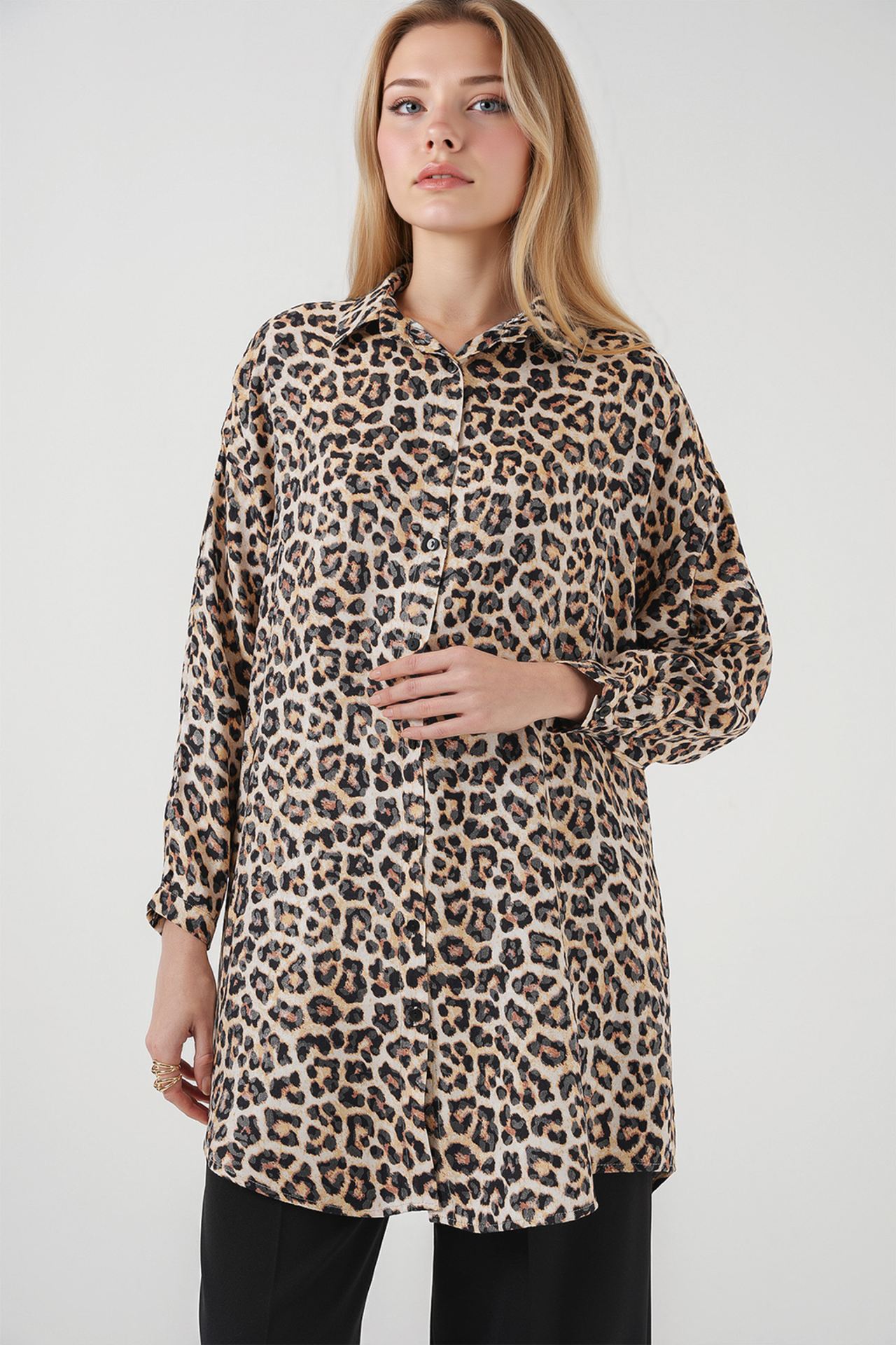BDART Leopard Print Long Sleeve Button-Up Shirt 4
