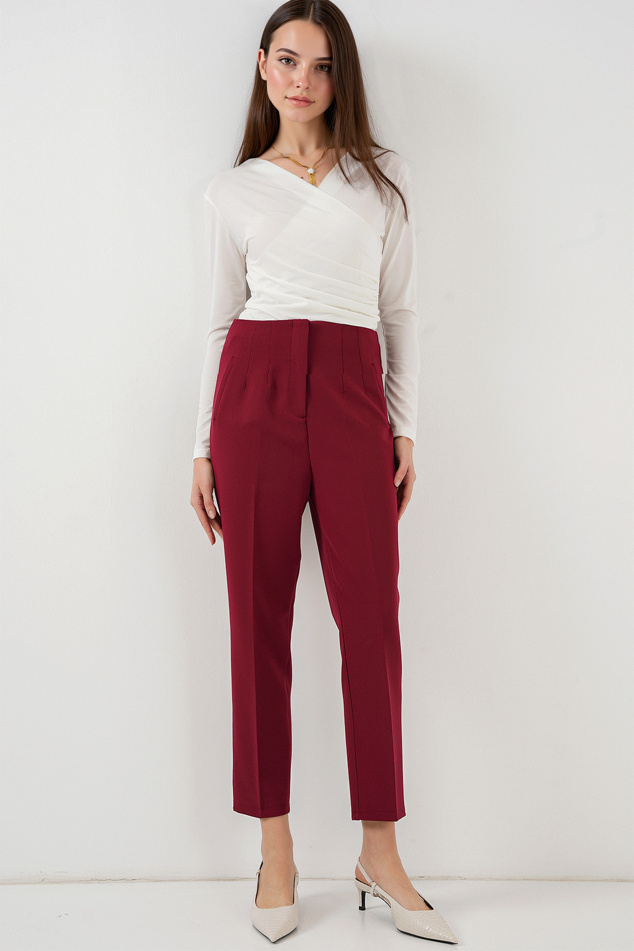 BDART High Waist Slim Fit Ankle Length Crepe Pants 1