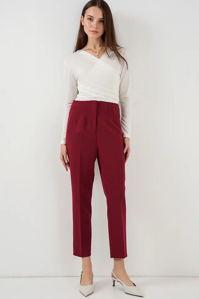 BDART High Waist Slim Fit Ankle Length Crepe Pants