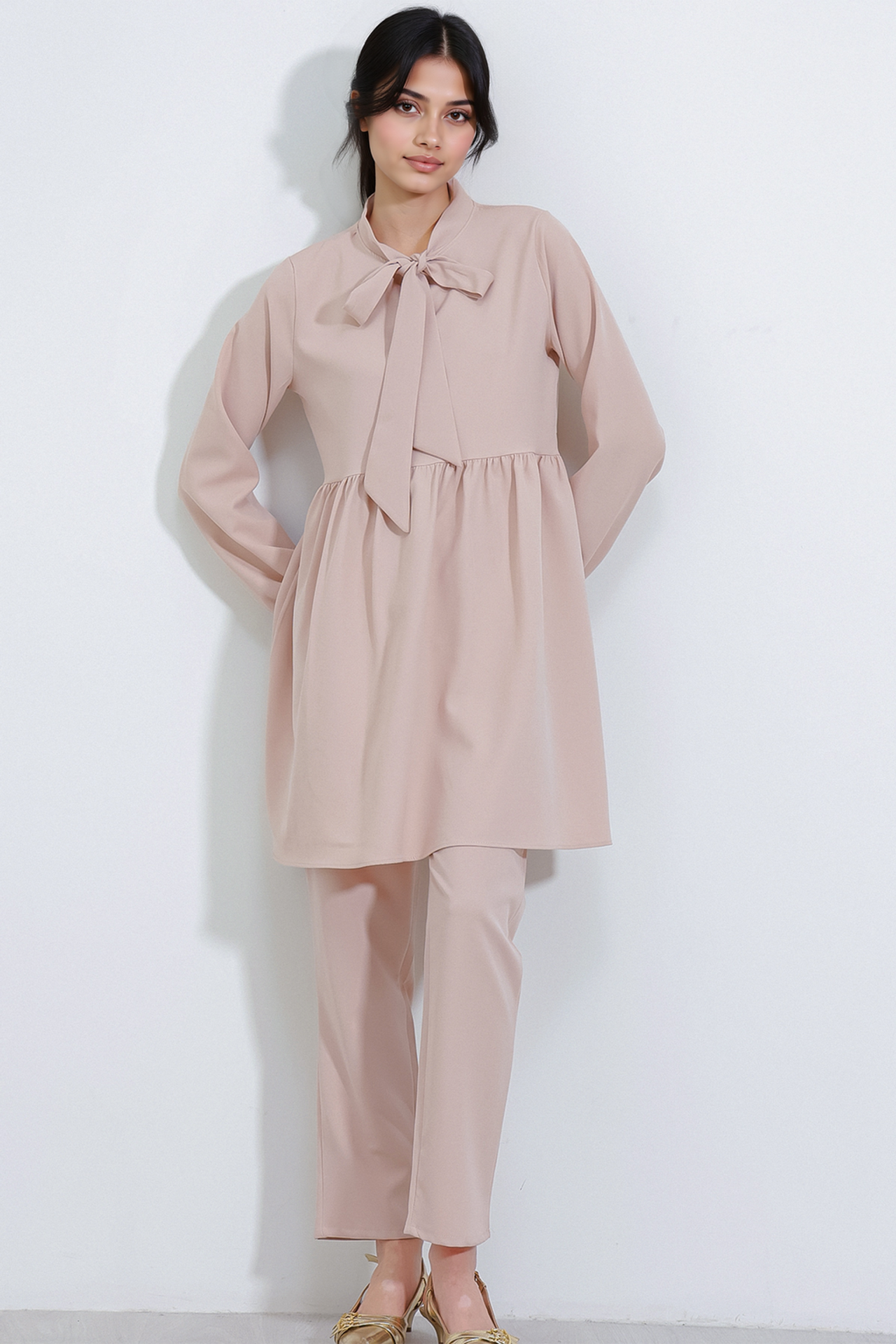 BDART Long Tunic and Pants Two-Piece Set with Shirt Collar 1