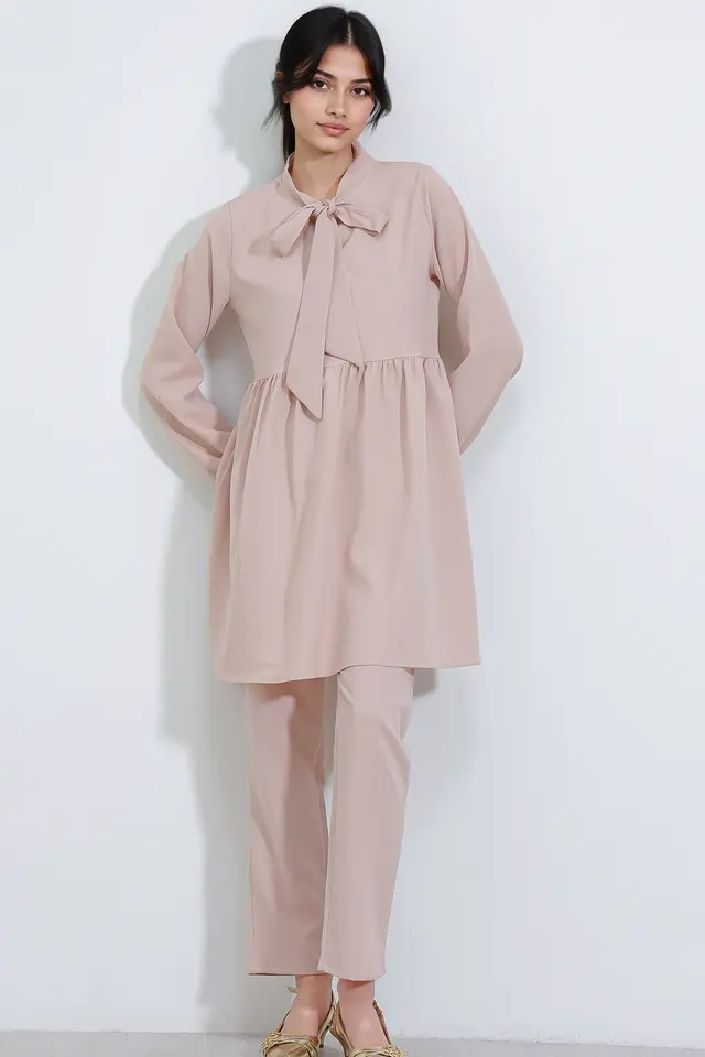 BDART Long Tunic and Pants Two-Piece Set with Shirt Collar