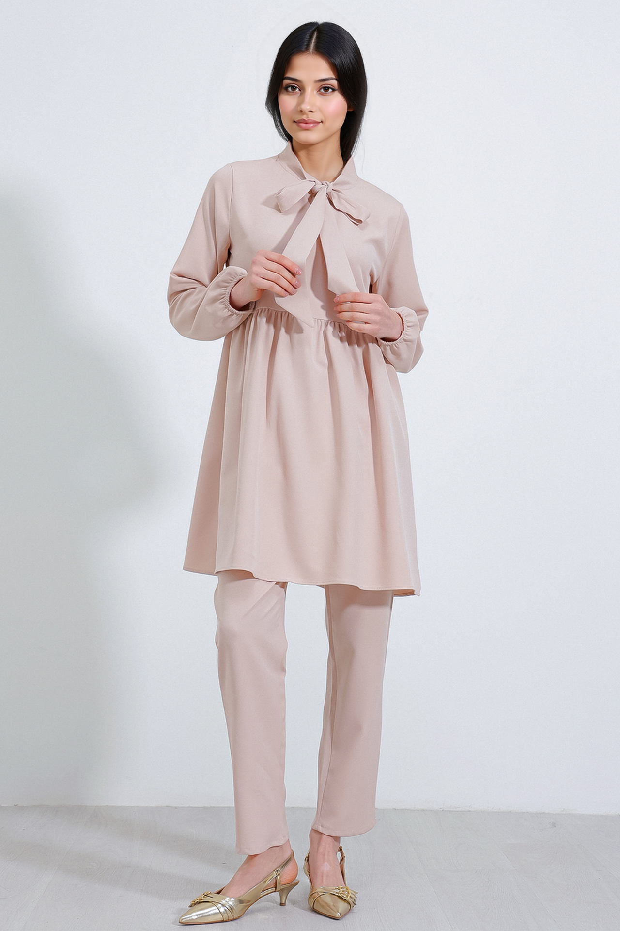 BDART Long Tunic and Pants Two-Piece Set with Shirt Collar 3