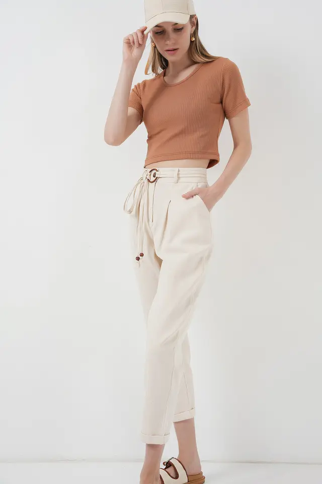 BDART Ankle Length Relaxed Fit Pants with Bow Tie