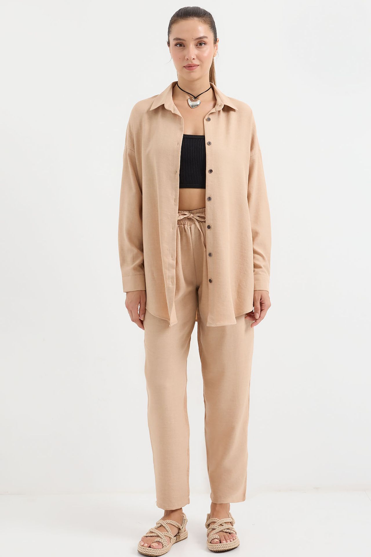 BDART Linen Blend Long Sleeve Shirt and Pants Co-ord Set 3