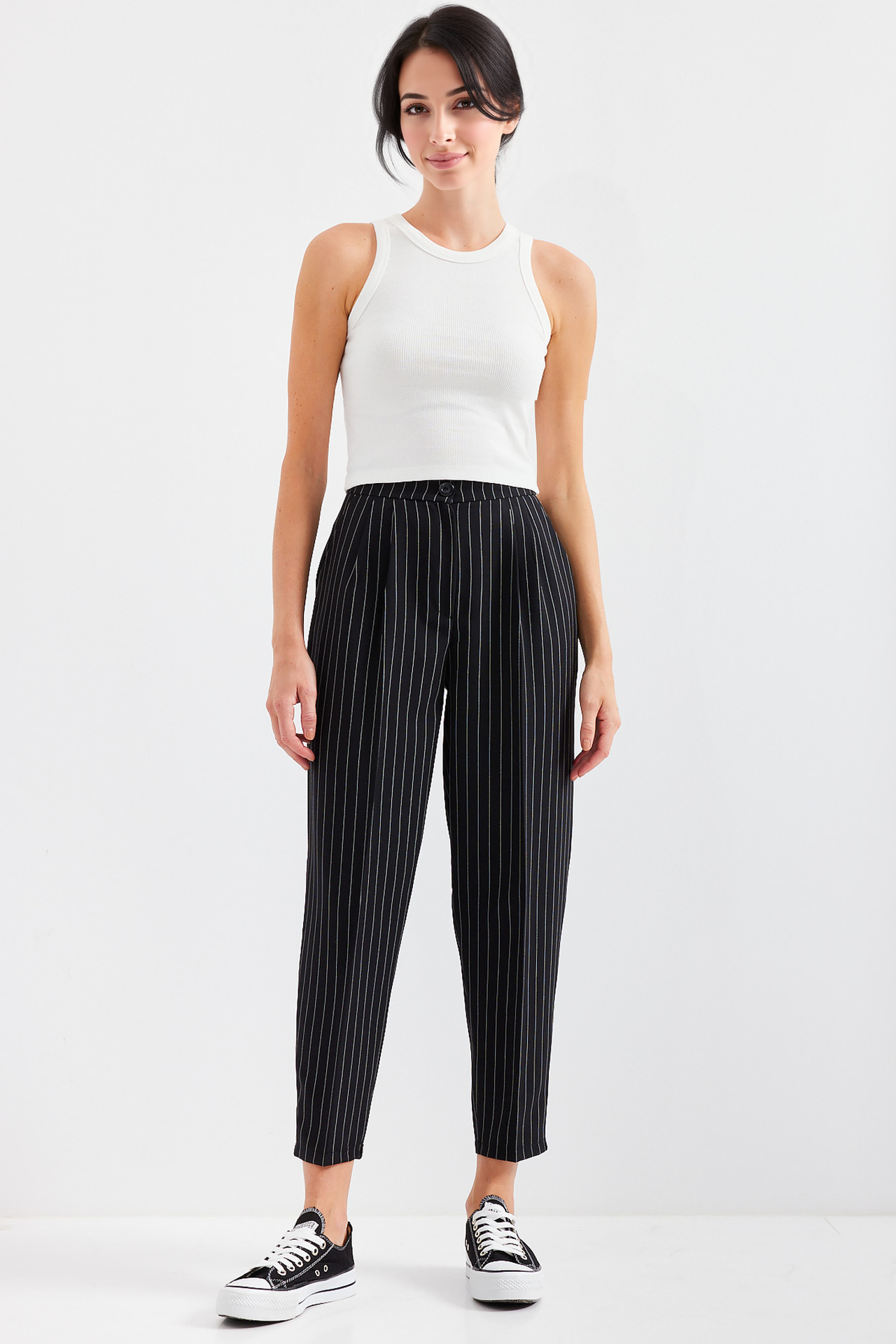 BDART High Waist Striped Pleated Ankle Pants 3