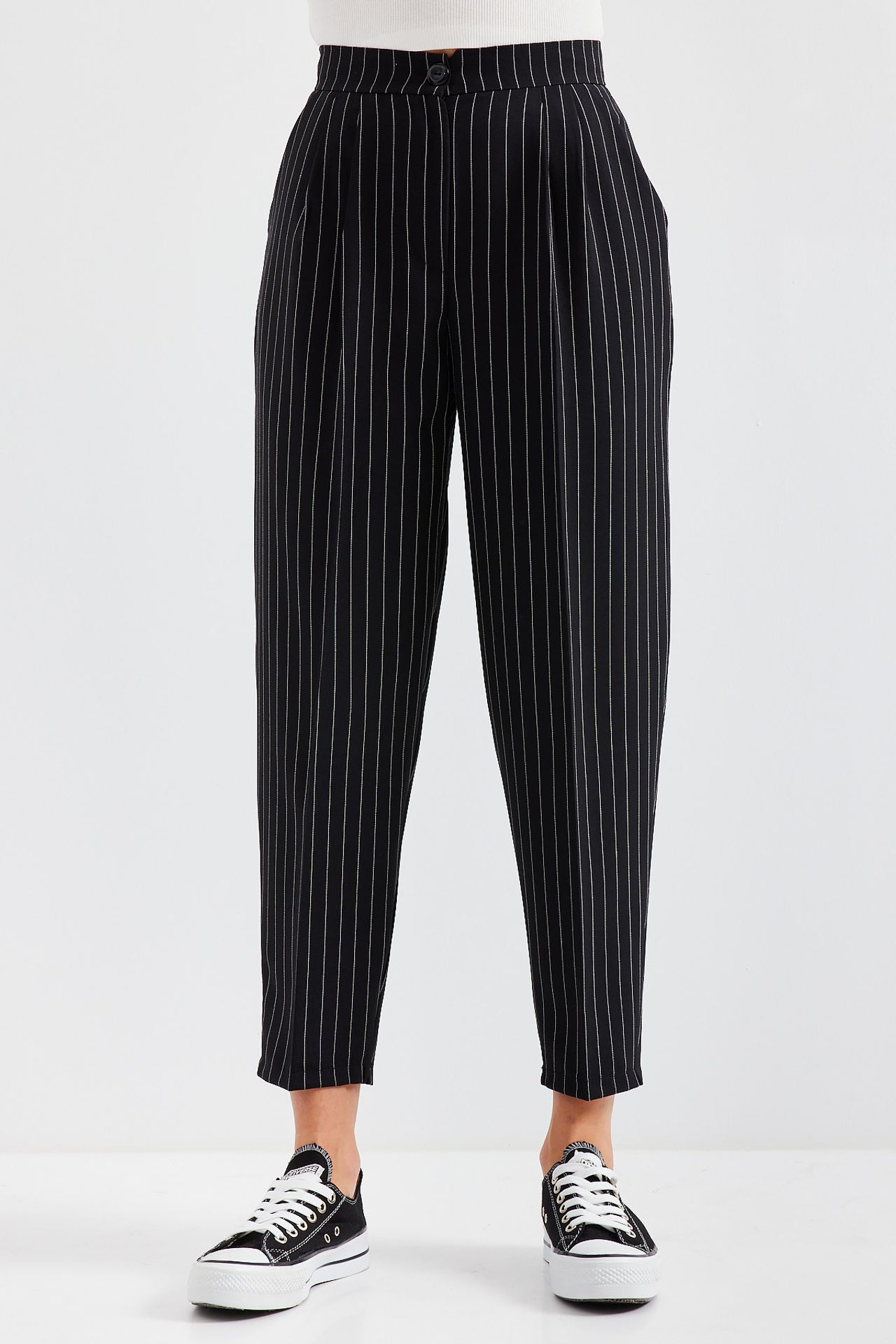BDART High Waist Striped Pleated Ankle Pants 4