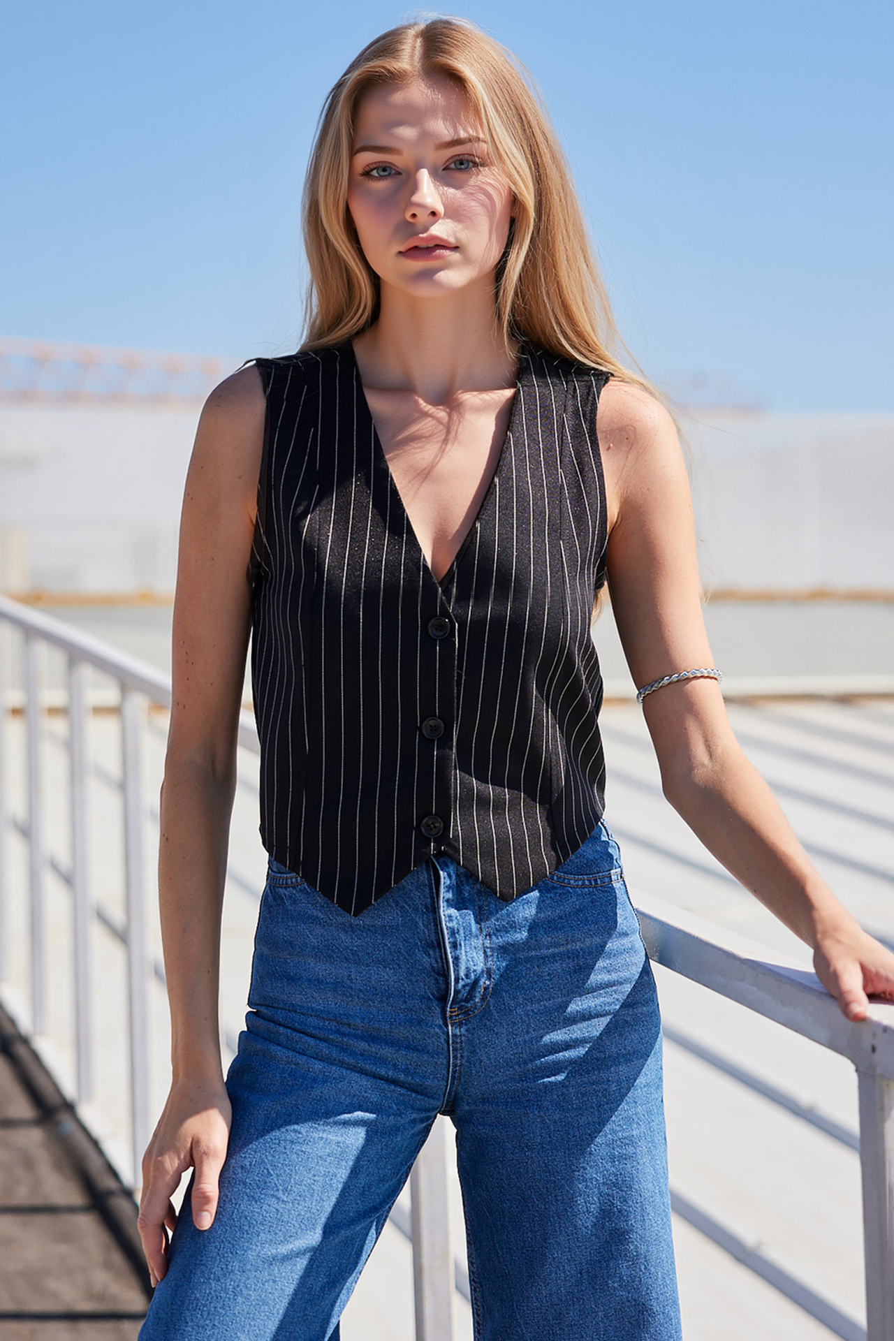 BDART Striped V-Neck Fitted Waistcoat 2